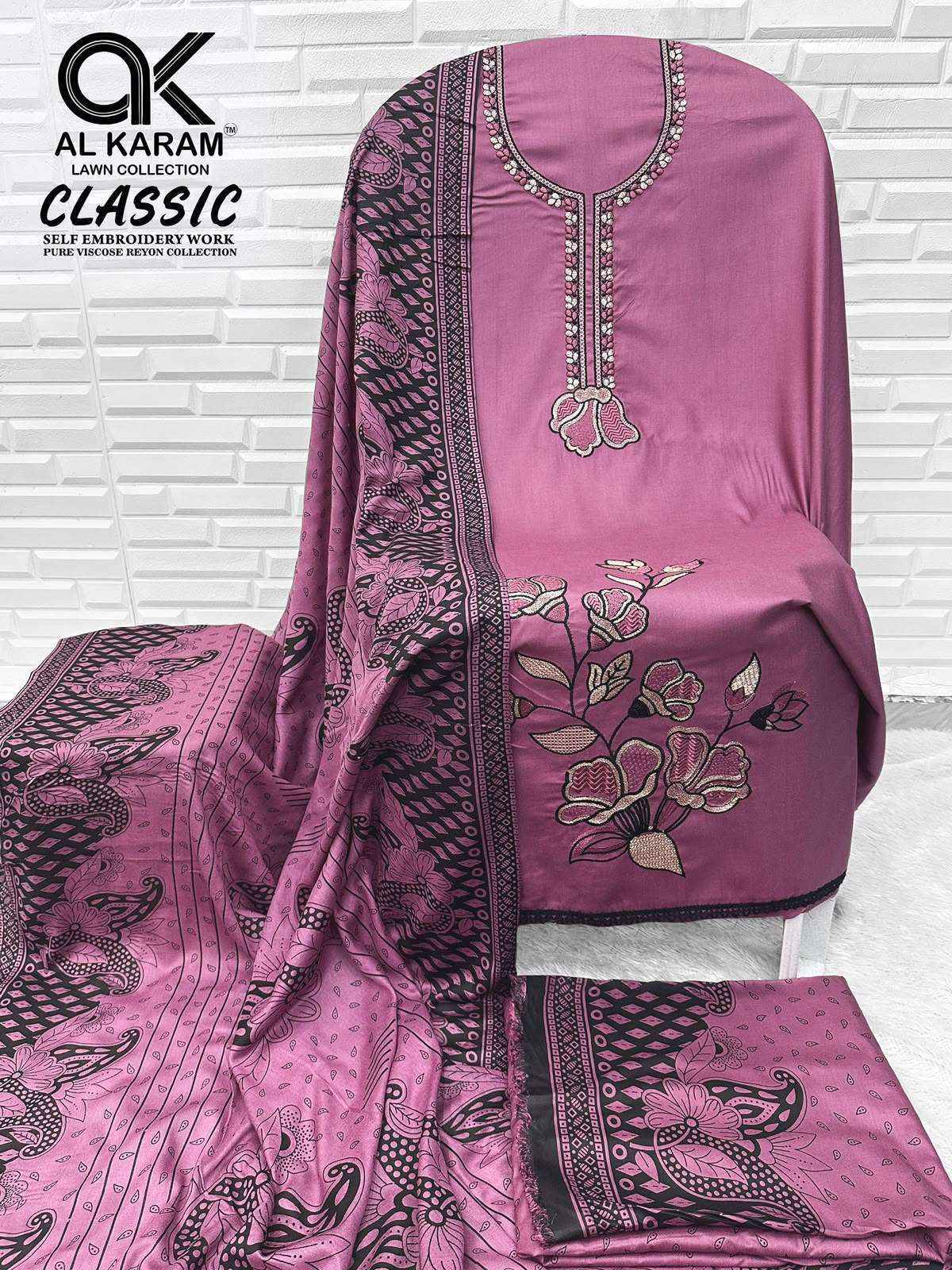 Al Karam Classic Rayon Dress Material 5 pcs Catalogue