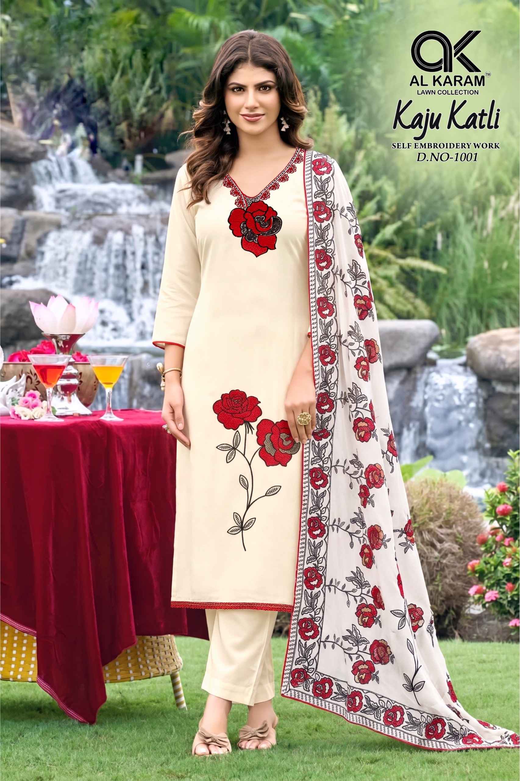 Al Karam Kaju Katli Viscose Rayon Dress Material 4 pcs Catalogue