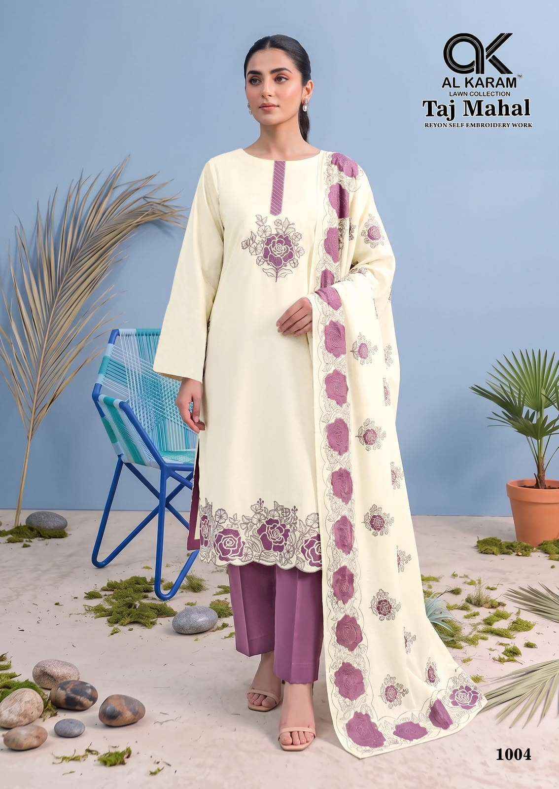 Al Karam Taj Mahal Rayon Dress Material 4 pcs Catalogue