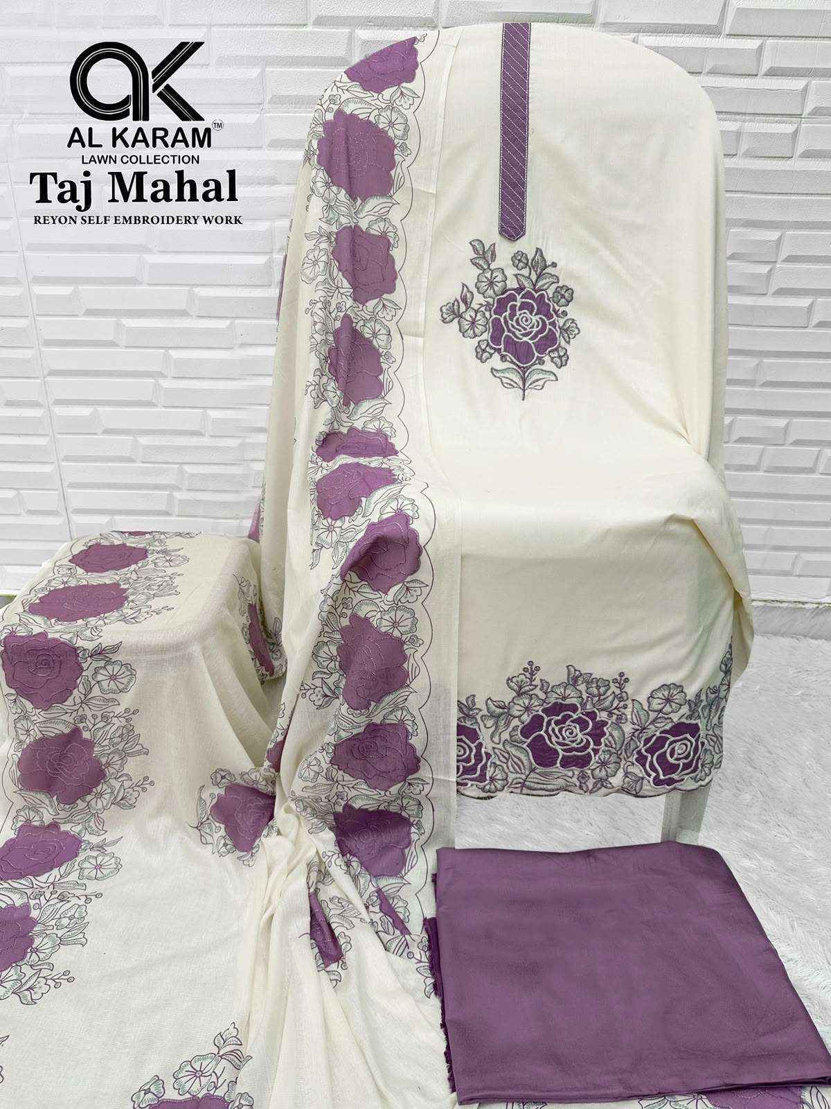 Al Karam Taj Mahal Rayon Dress Material 4 pcs Catalogue