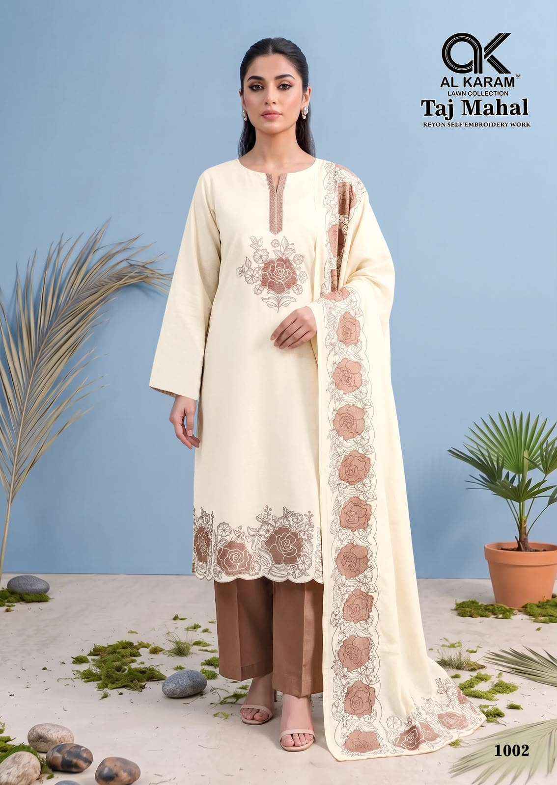 Al Karam Taj Mahal Rayon Dress Material 4 pcs Catalogue