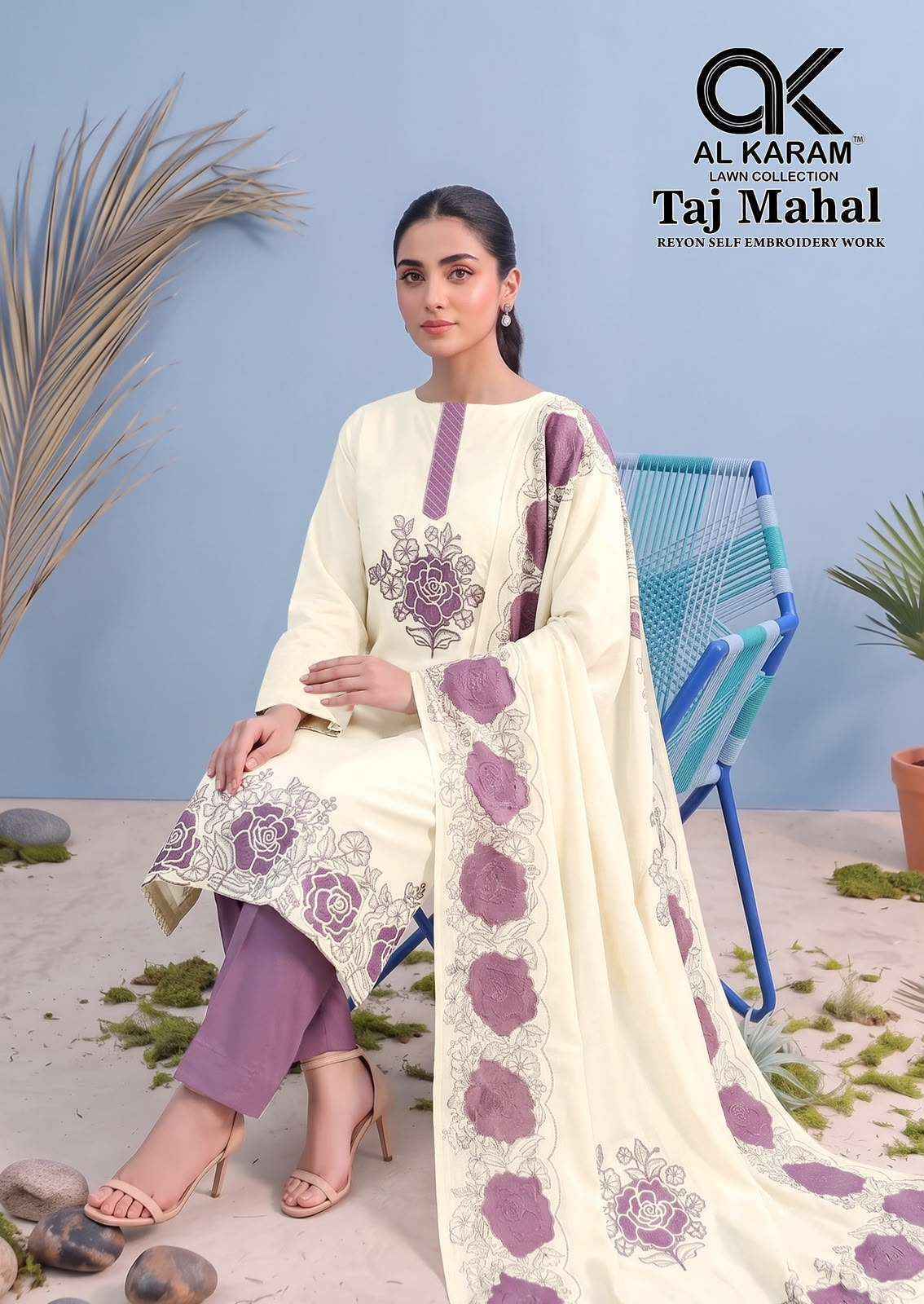 Al Karam Taj Mahal Rayon Dress Material 4 pcs Catalogue