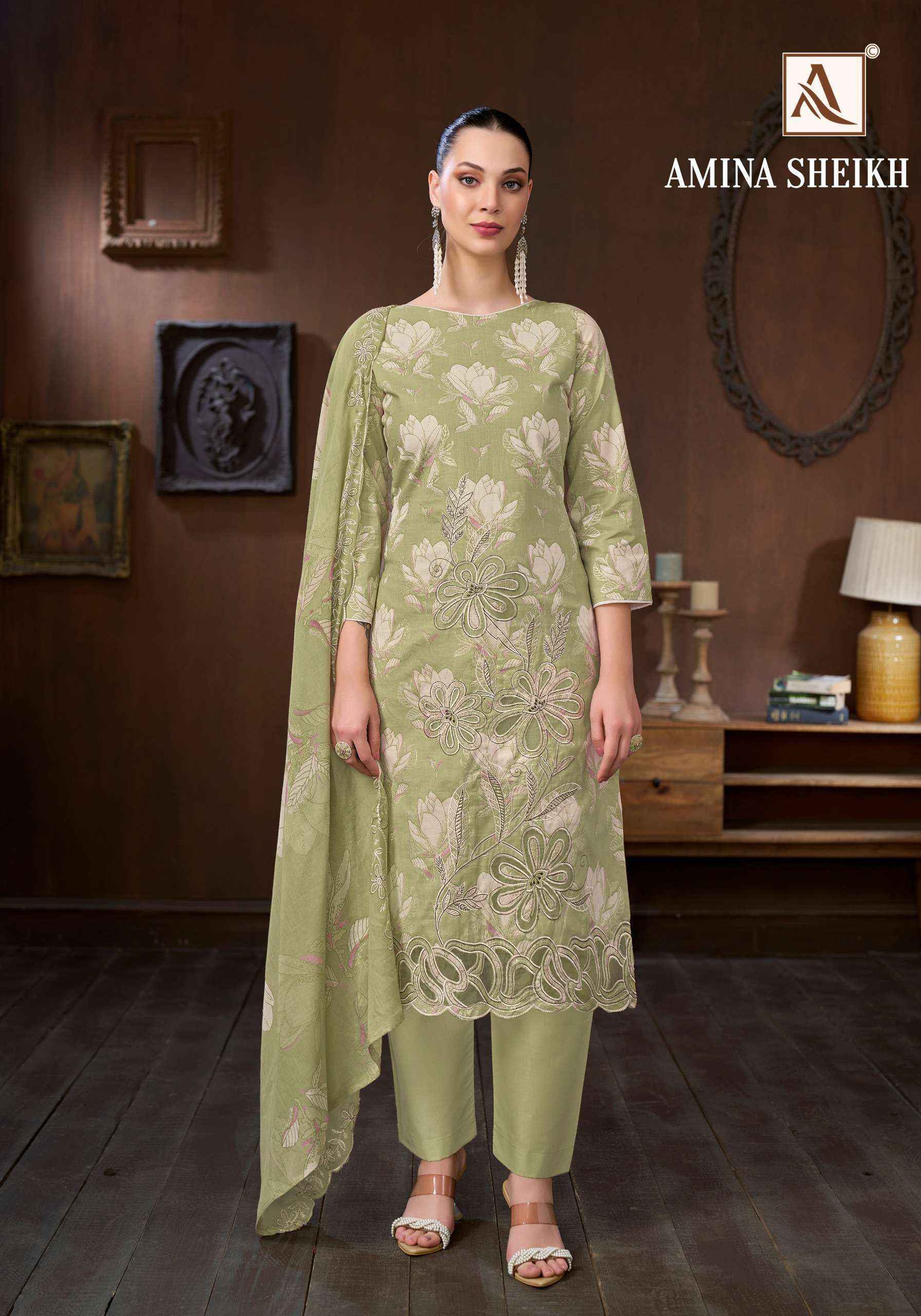 Alok Amina Sheikh Cambric Cotton Dress Material 6 pcs Catalogue