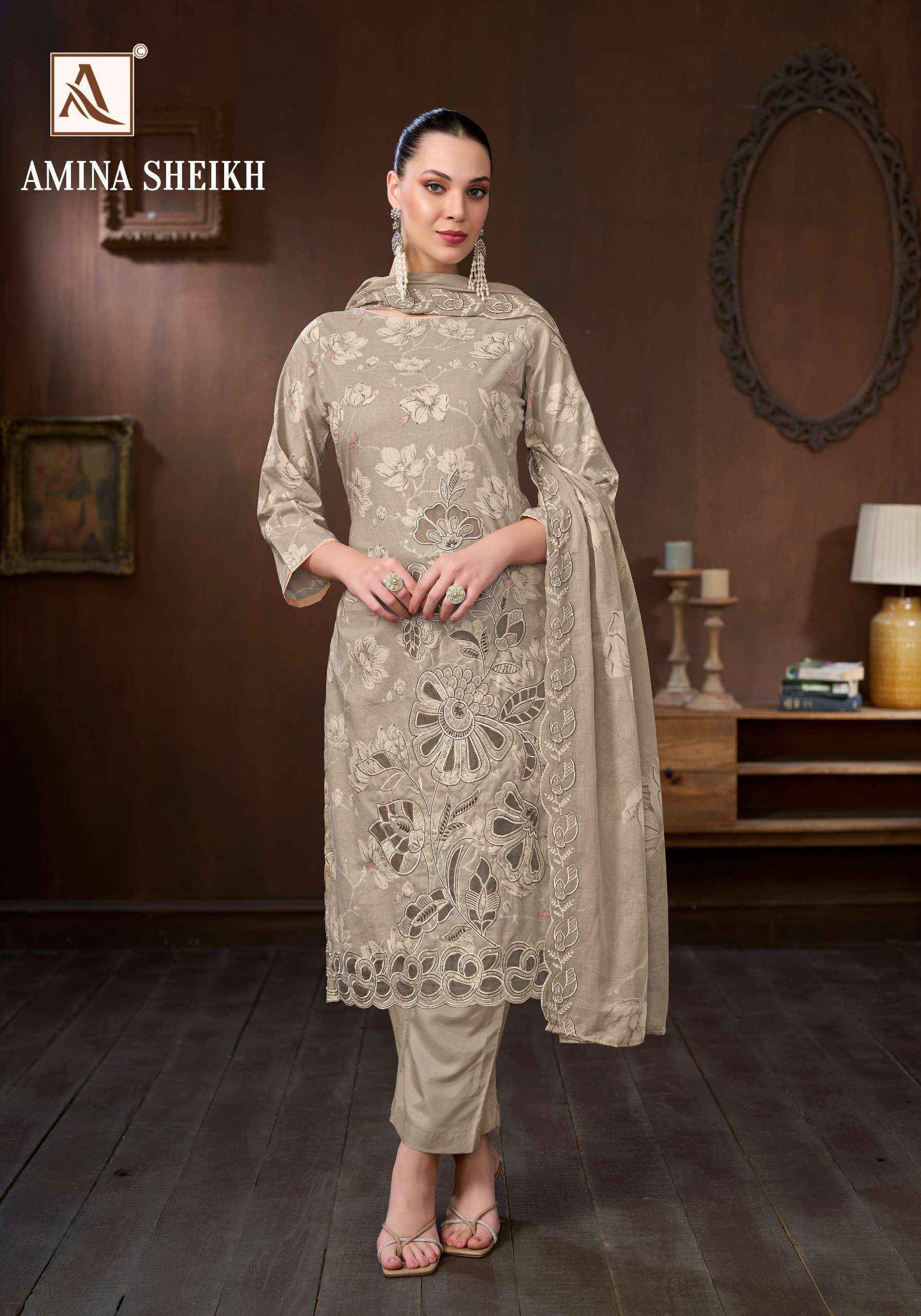 Alok Amina Sheikh Cambric Cotton Dress Material 6 pcs Catalogue