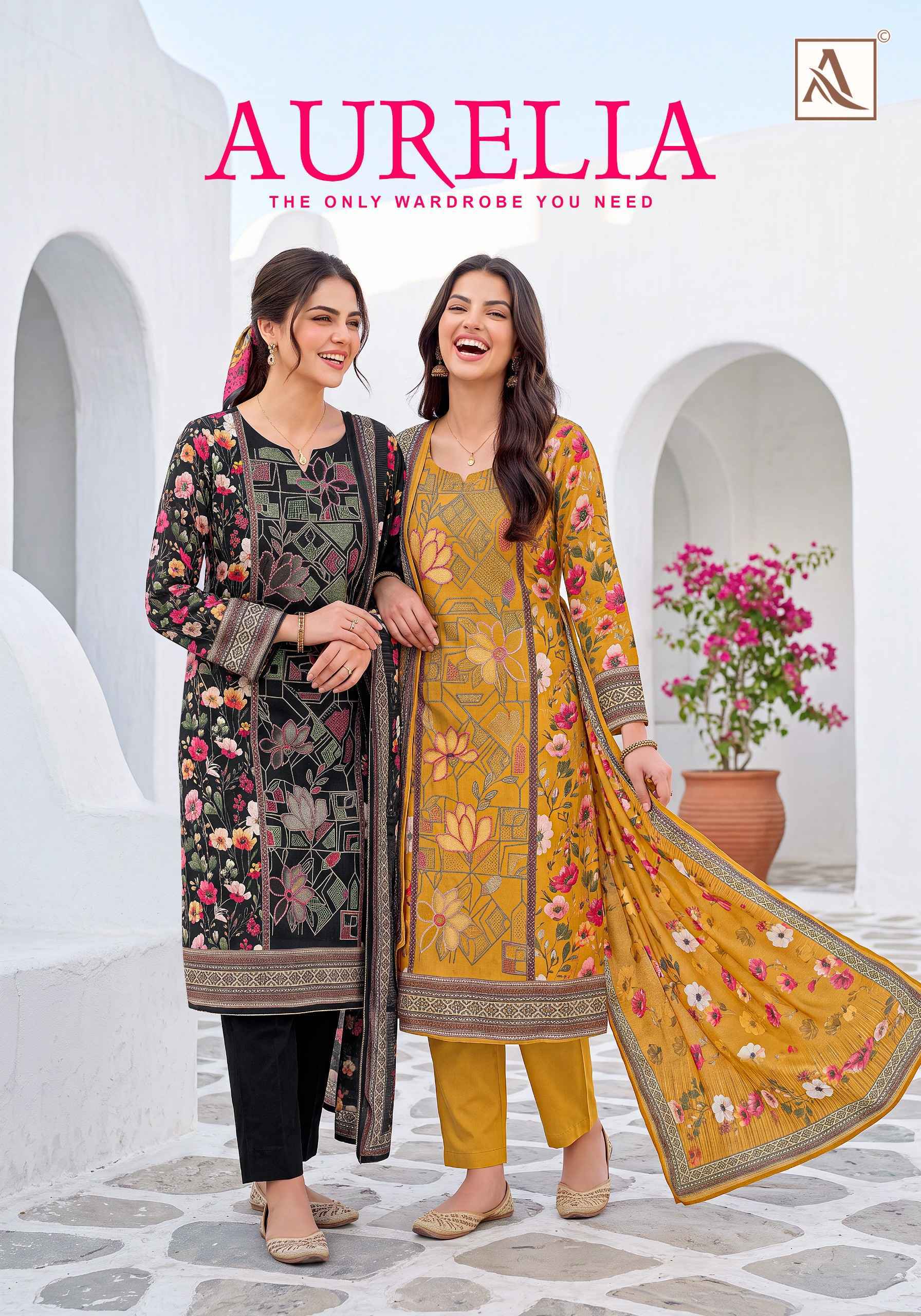 Alok Aurelia Viscose Maslin Dress Material 6 pcs Catalogue