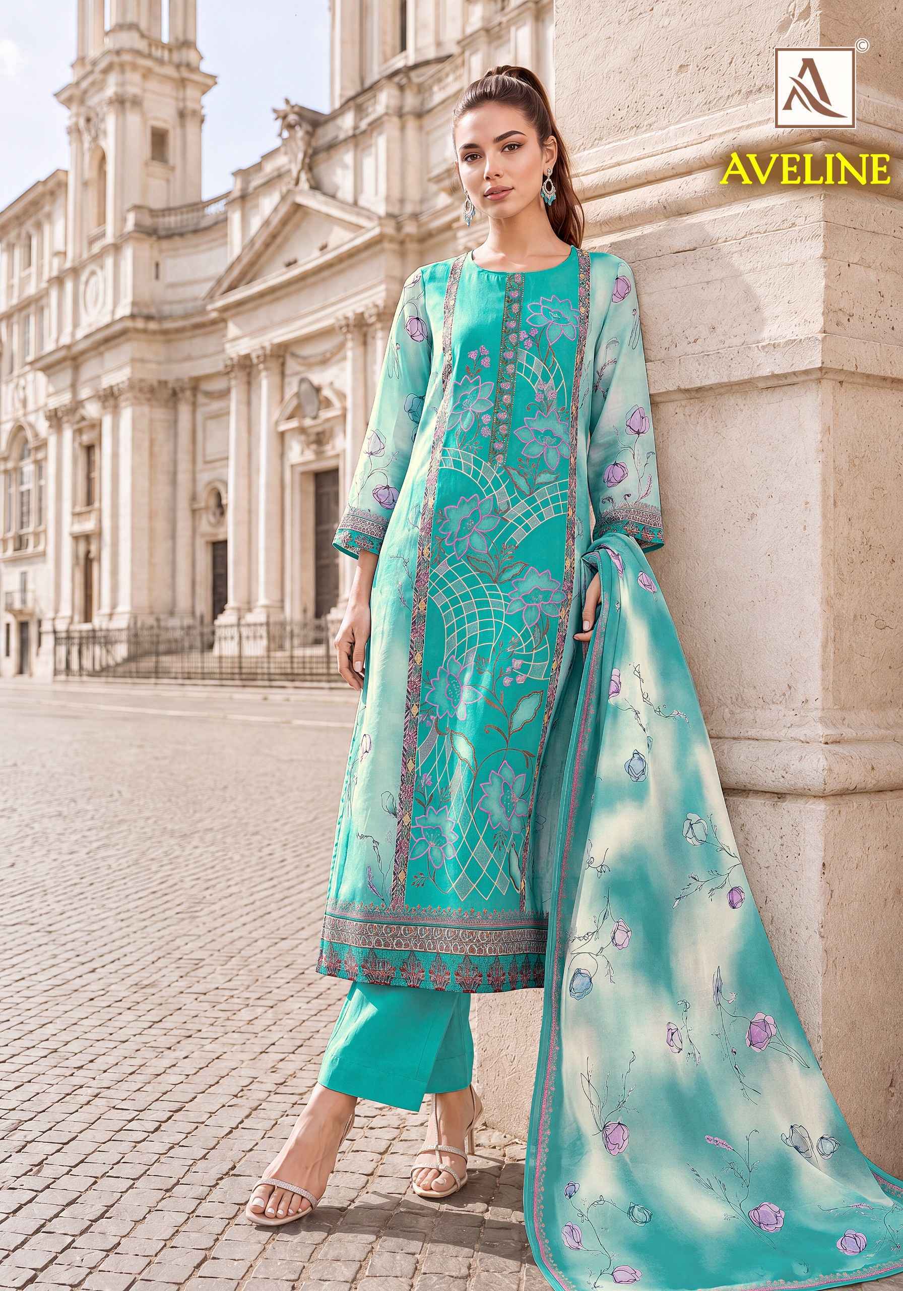 Alok Aveline Viscose Maslin Dress Material 6 pcs Catalogue