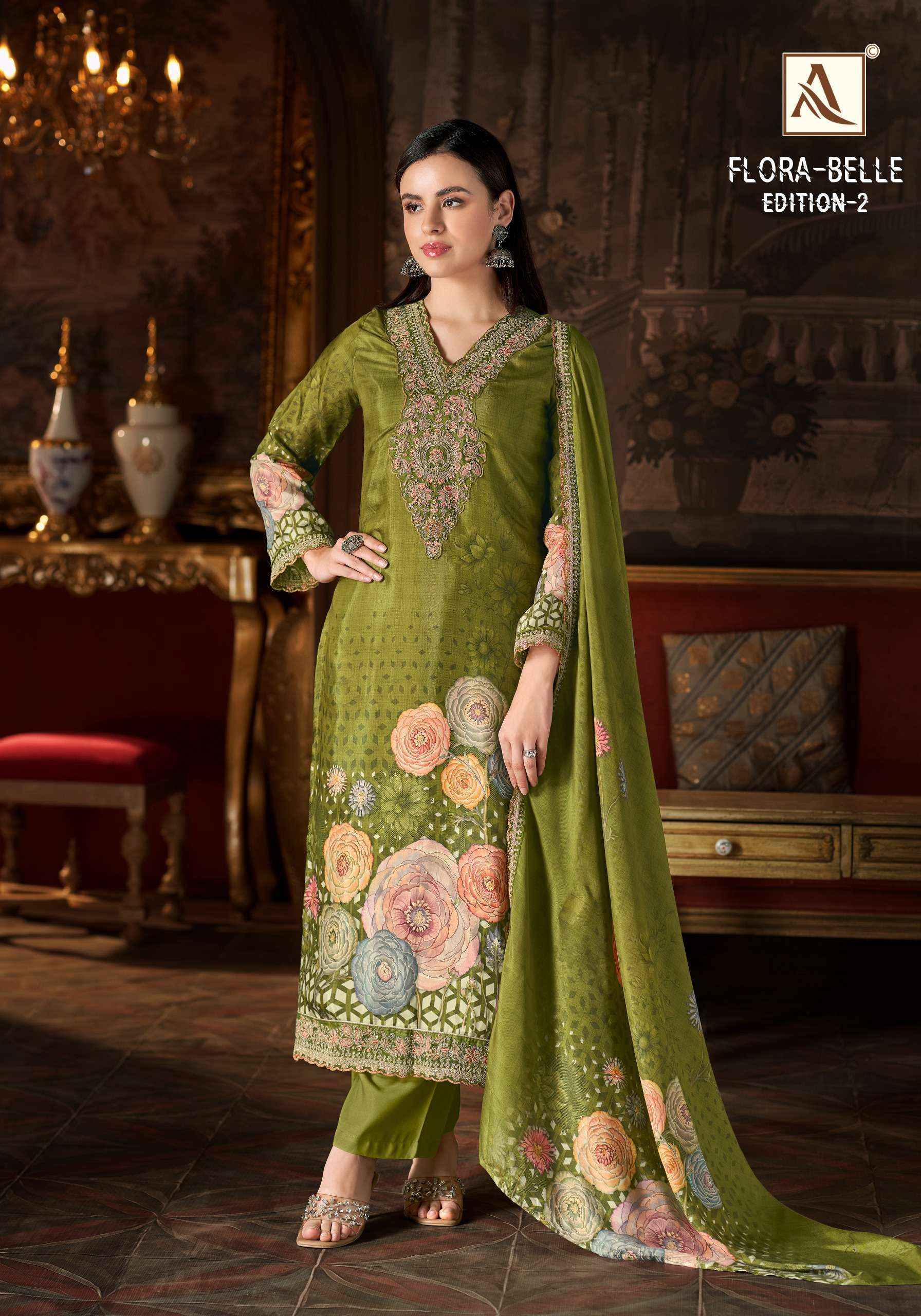 Alok Flora Belle Edition 2 Maslin Dress Material 6 pcs Catalogue