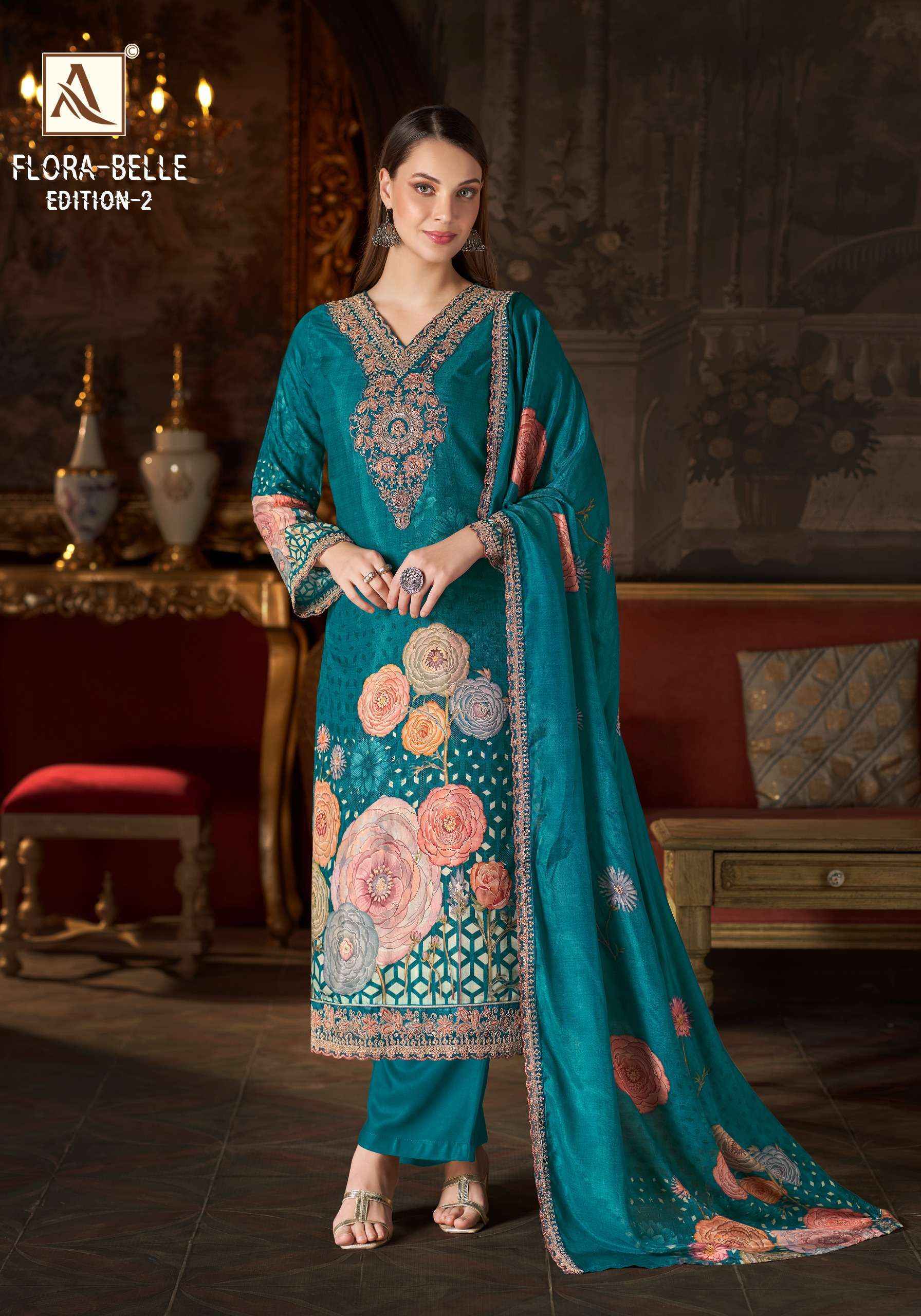 Alok Flora Belle Edition 2 Maslin Dress Material 6 pcs Catalogue