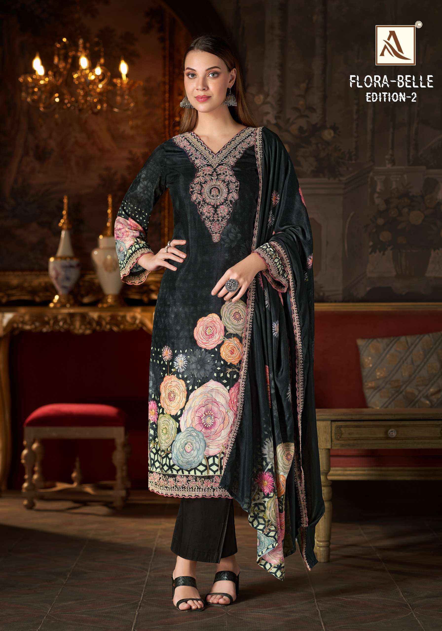 Alok Flora Belle Edition 2 Maslin Dress Material 6 pcs Catalogue