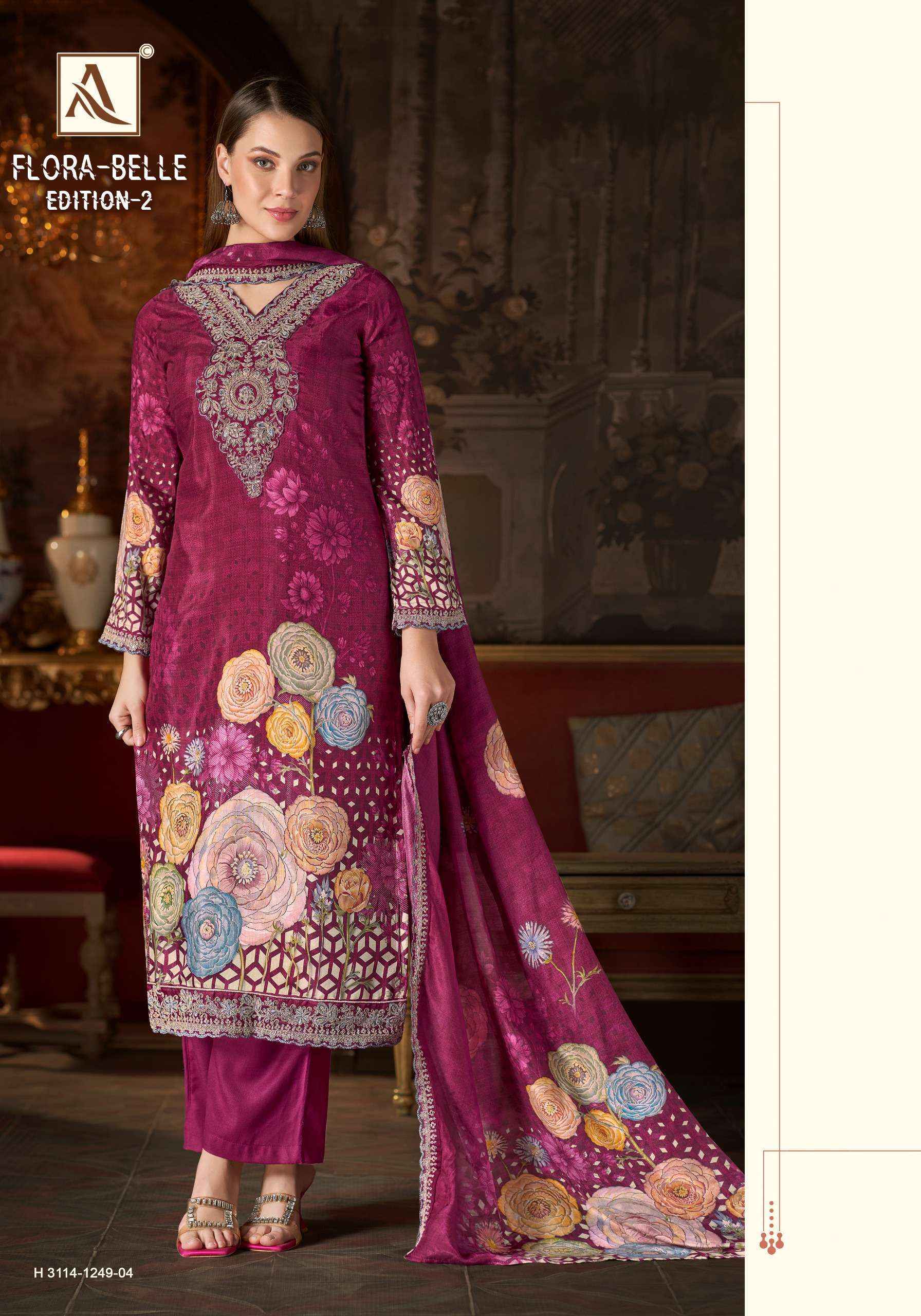 Alok Flora Belle Edition 2 Maslin Dress Material 6 pcs Catalogue