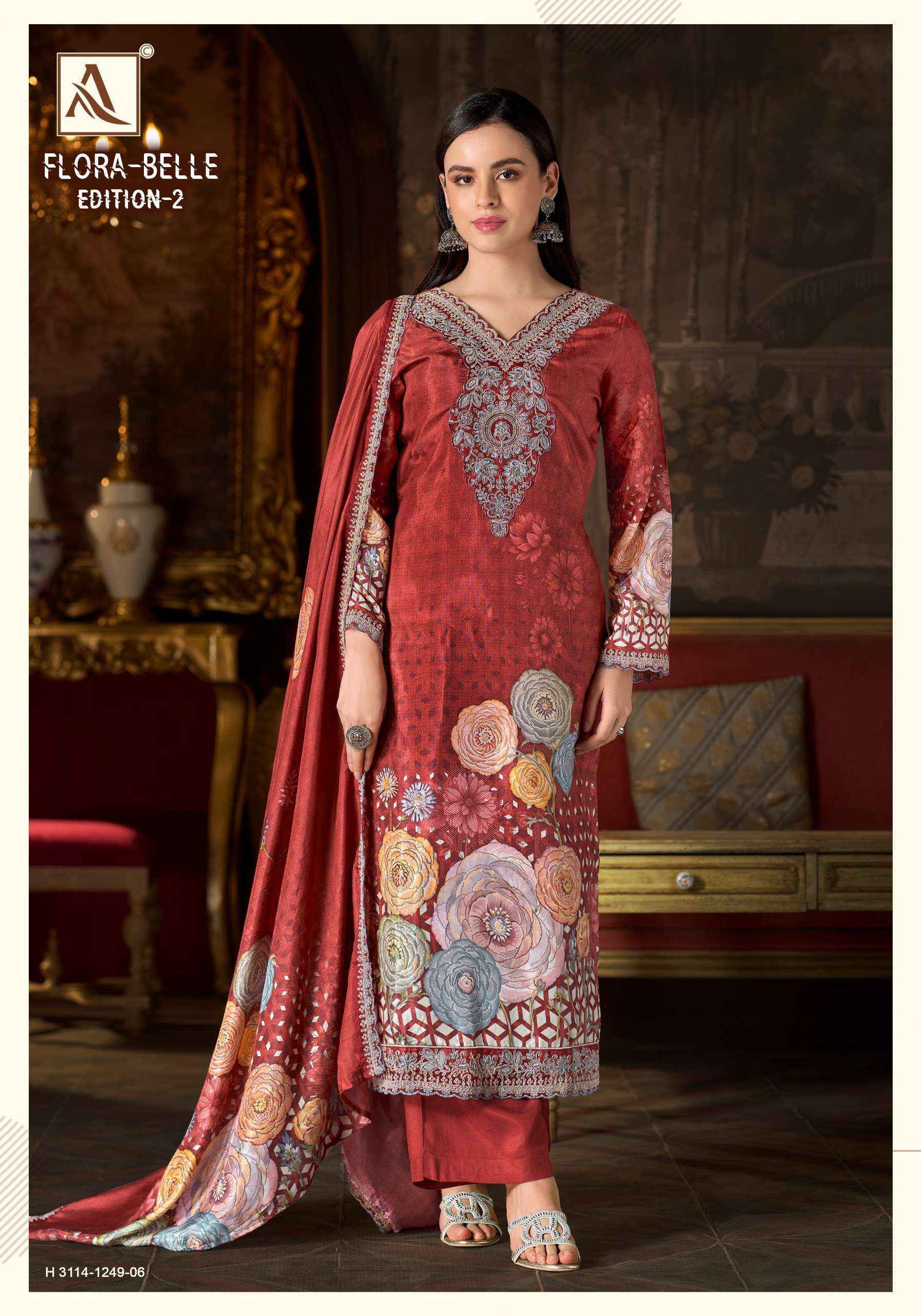 Alok Flora Belle Edition 2 Maslin Dress Material 6 pcs Catalogue