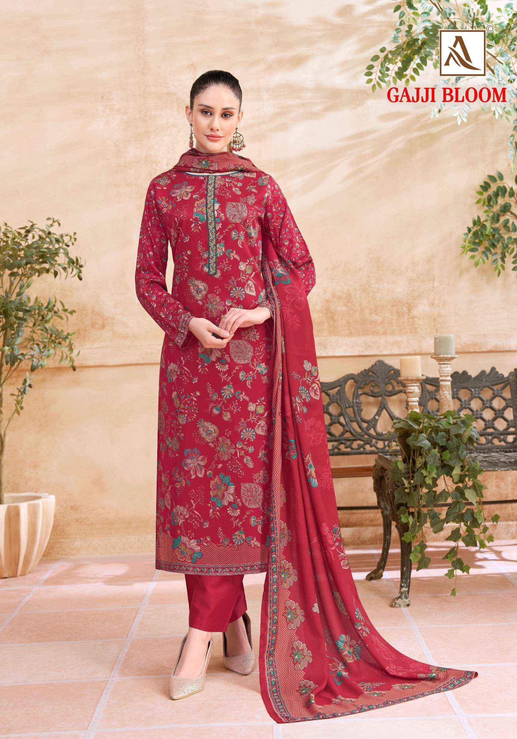 Alok Gajji Bloom Silk Dress Material 6 pcs Catalogue