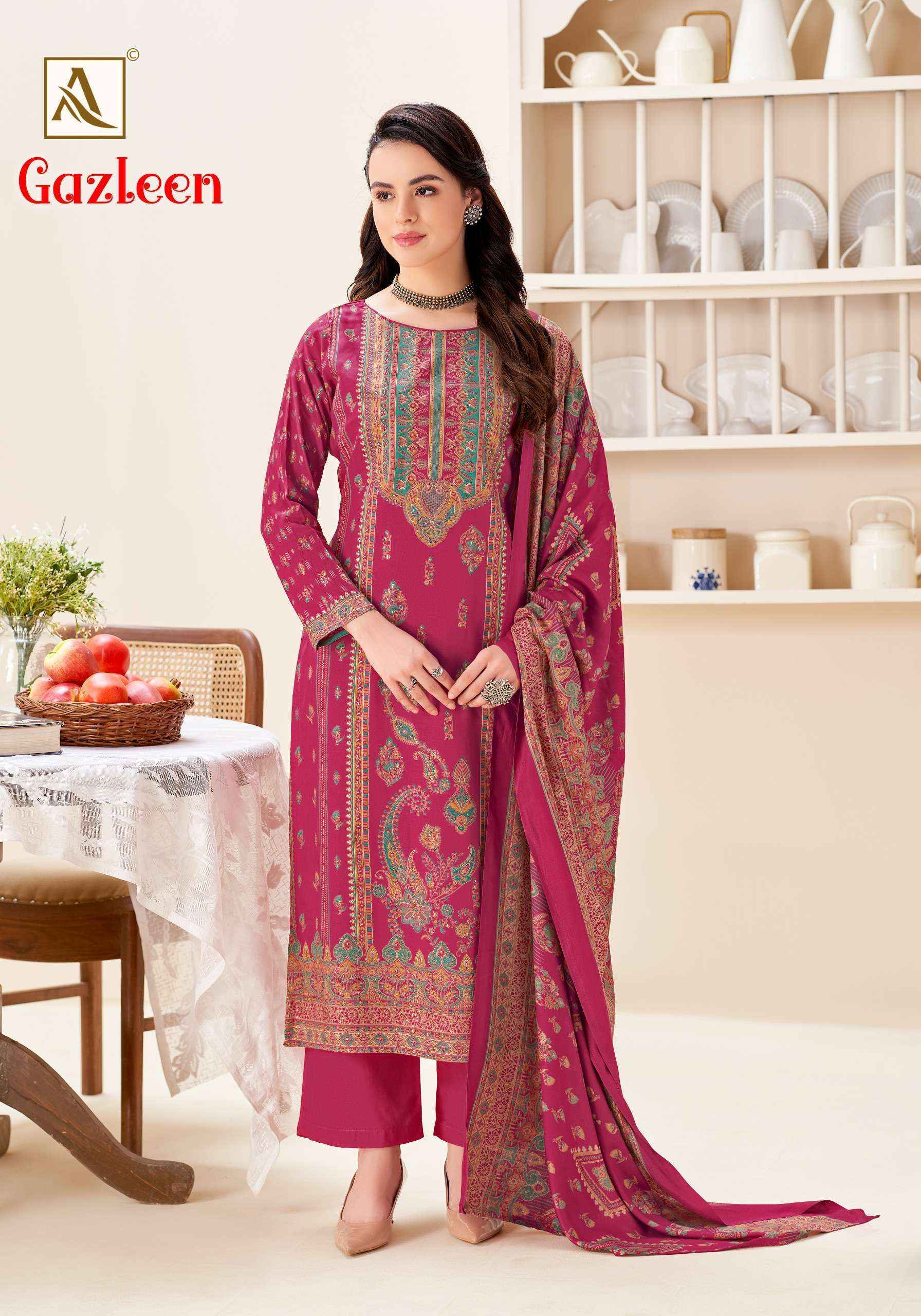 Alok Gazleen Pashmina Dress Material 6 pcs Catalogue