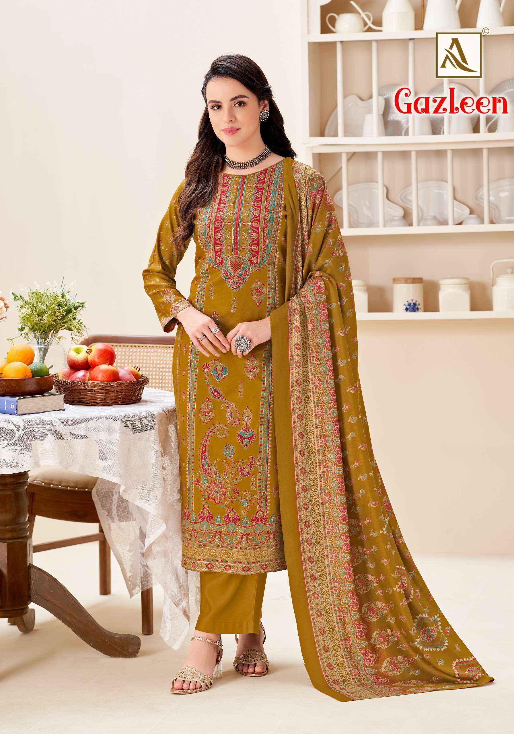 Alok Gazleen Pashmina Dress Material 6 pcs Catalogue