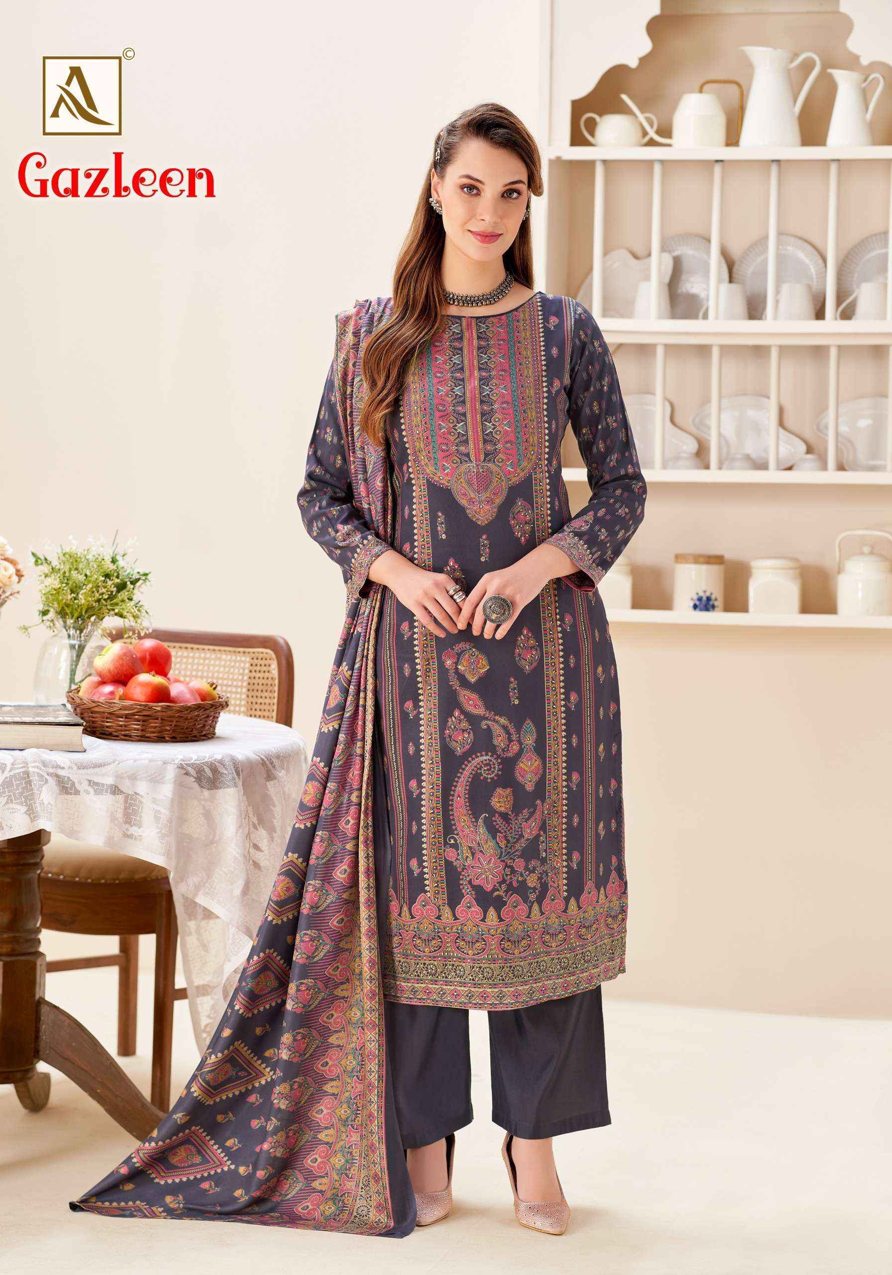 Alok Gazleen Pashmina Dress Material 6 pcs Catalogue