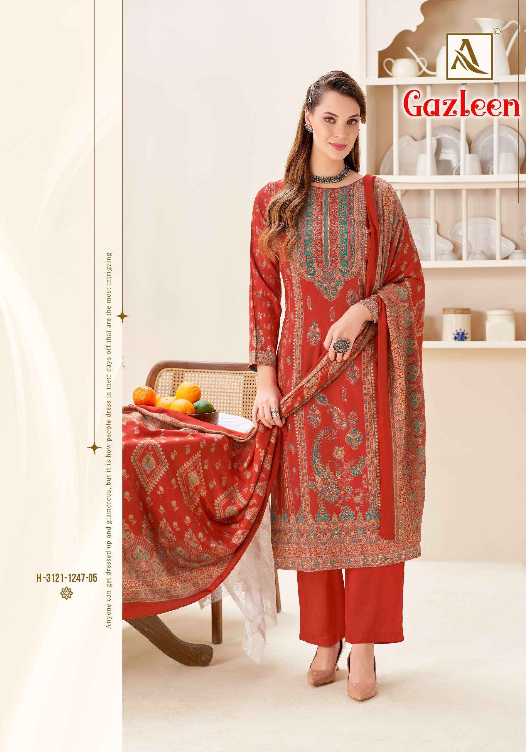 Alok Gazleen Pashmina Dress Material 6 pcs Catalogue