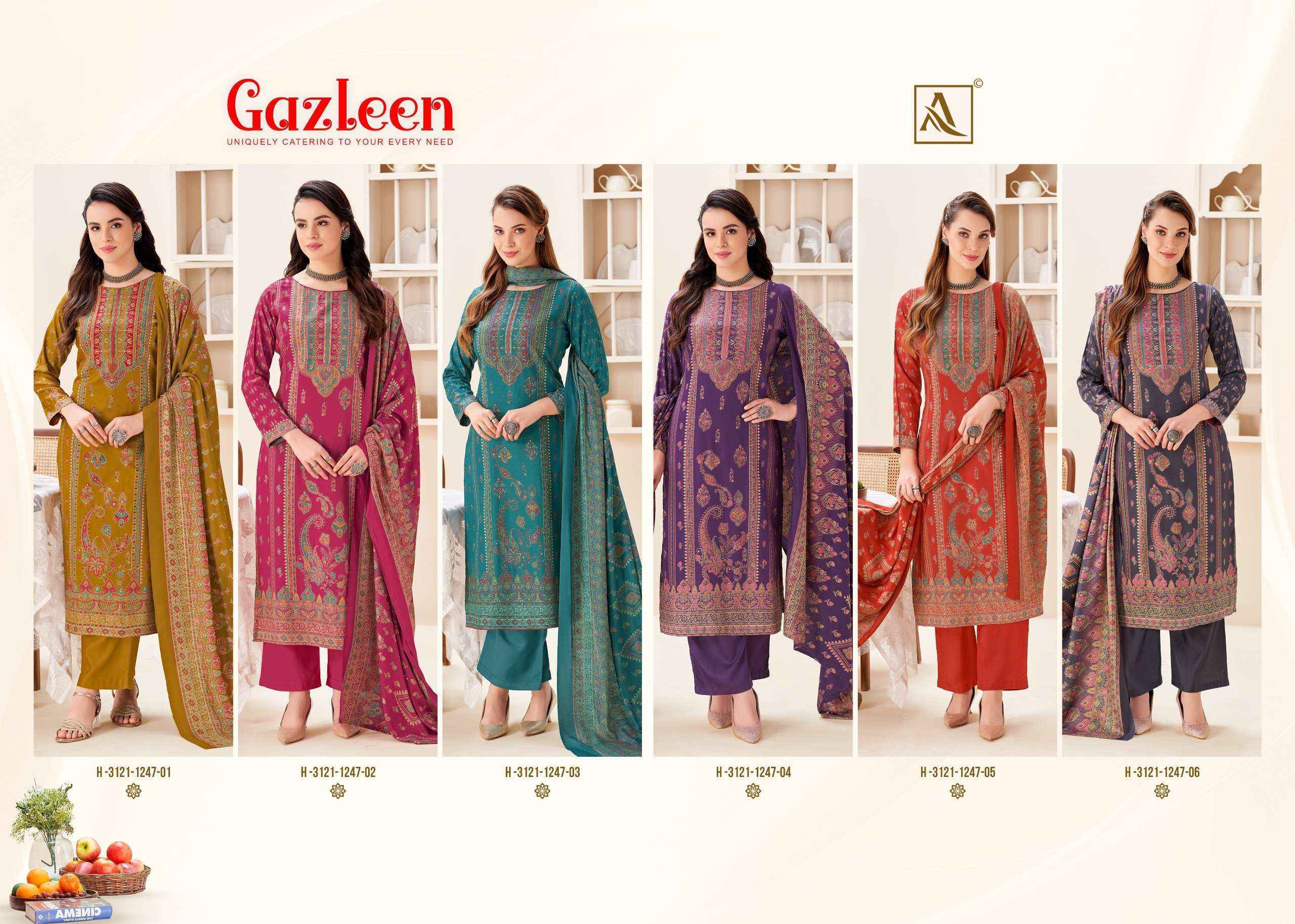 Alok Gazleen Pashmina Dress Material 6 pcs Catalogue