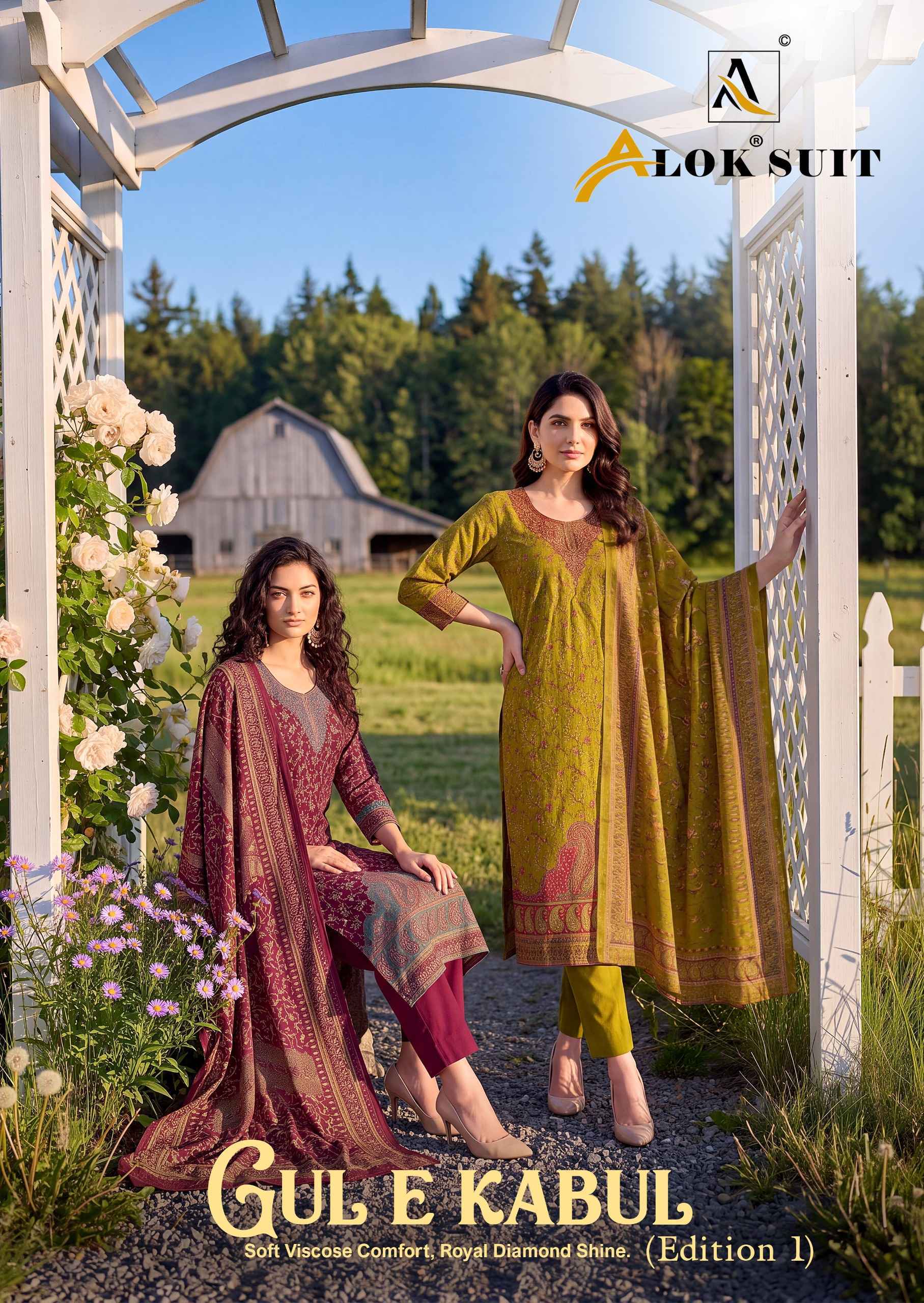 Alok Gul E Kabul Edition 1 Viscose Dress Material 6 pcs Catalogue