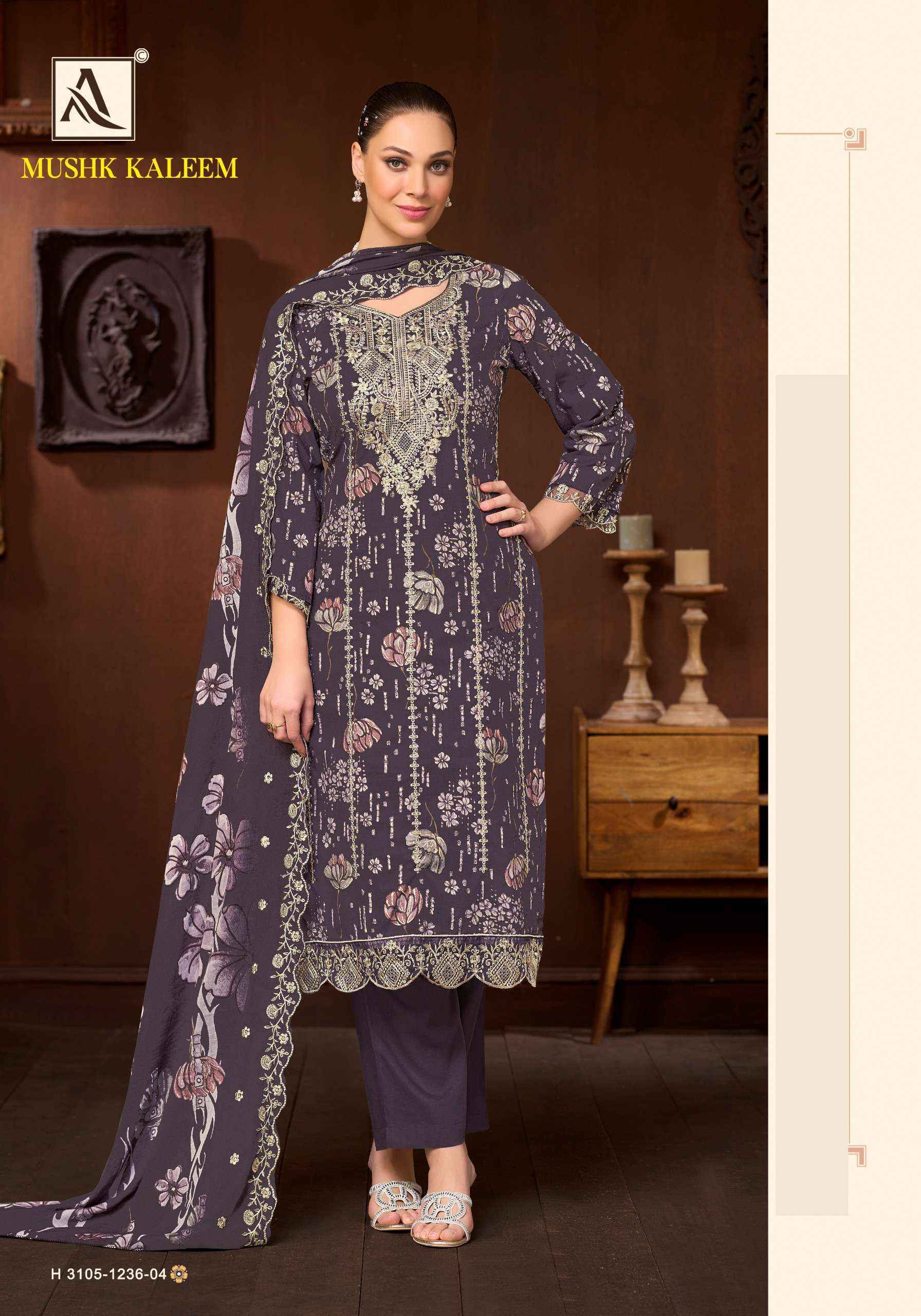 Alok Mushk Kaleem Cambric Cotton Dress Material 6 pcs Catalogue