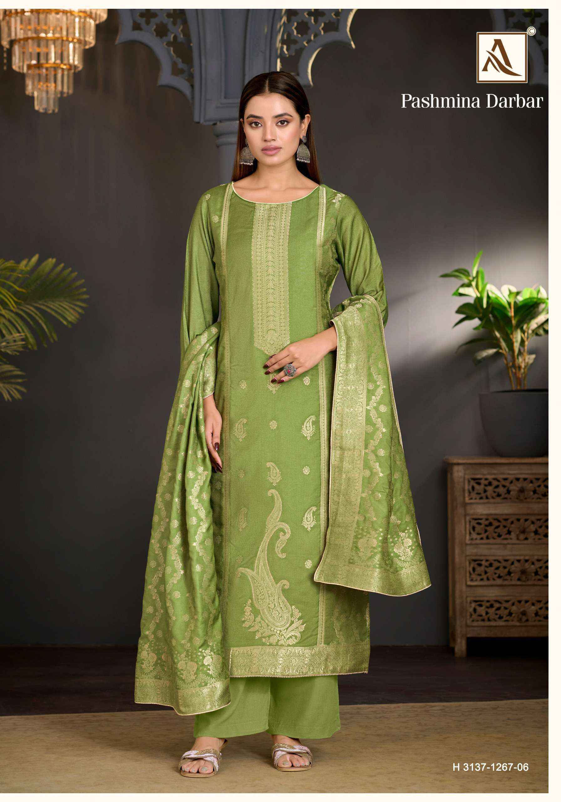 Alok Pashmina Darbar Pashmina Dress Material 6 pcs Catalogue