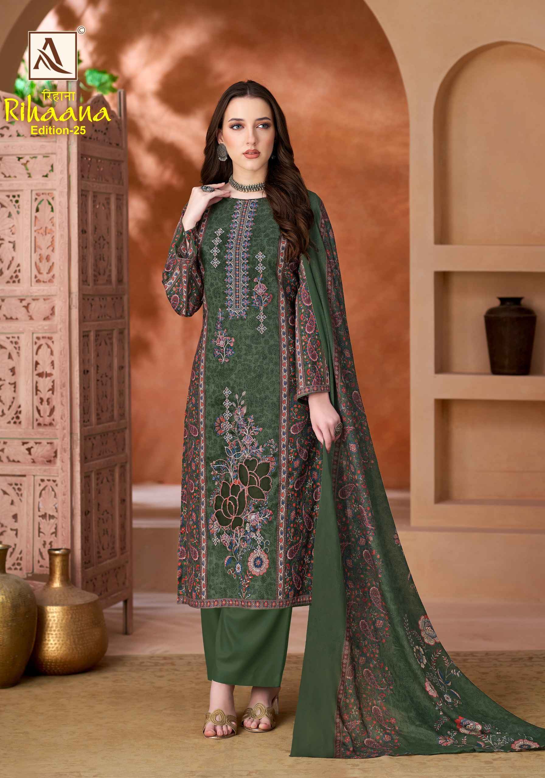 Alok Rihaana Edition 25 Cambric Cotton Dress Material 6 pcs Catalogue