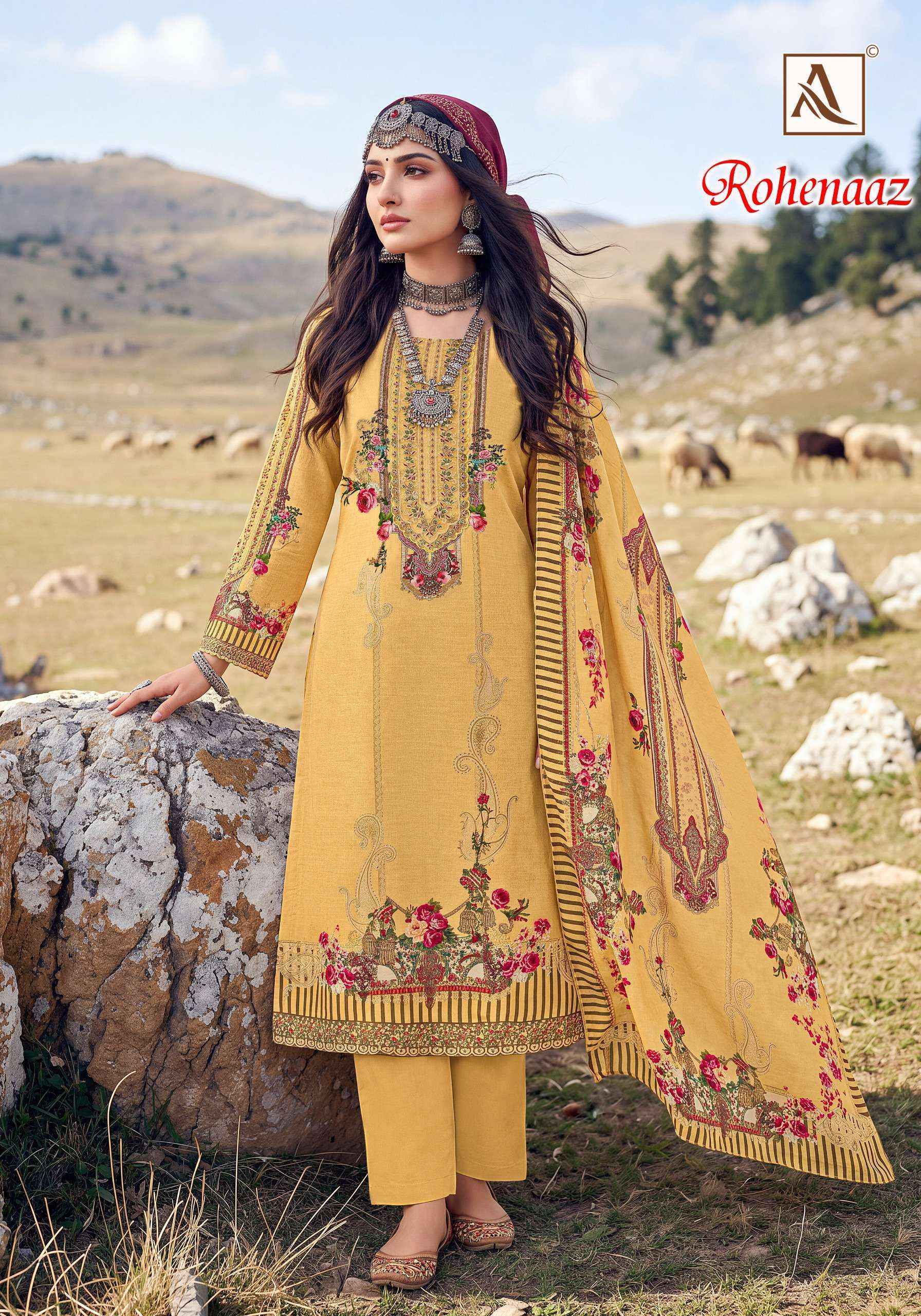 Alok Rohenaaz Viscose Maslin Dress Material 4 pcs Catalogue