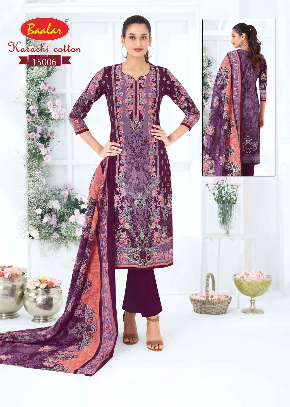 Baalar Karachi Cotton Vol 15 Cotton Dress Material 12 pcs Catalogue