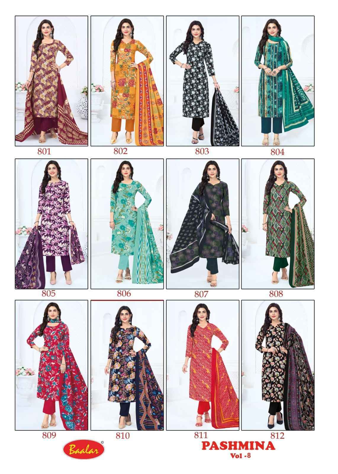 Baalar Pashmina Vol 8 Cotton Dress Material 12 pcs Catalogue
