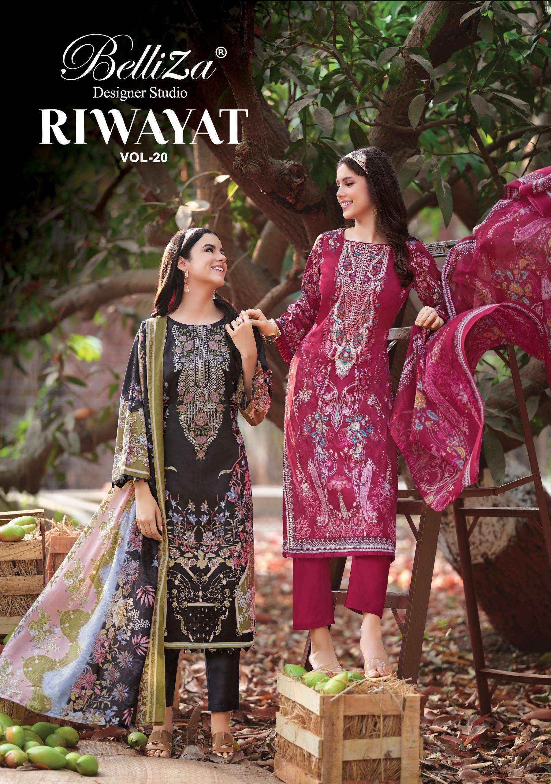 Belliza Riwayat Vol 20 Viscose Rayon Dress Material 8 pcs Catalogue