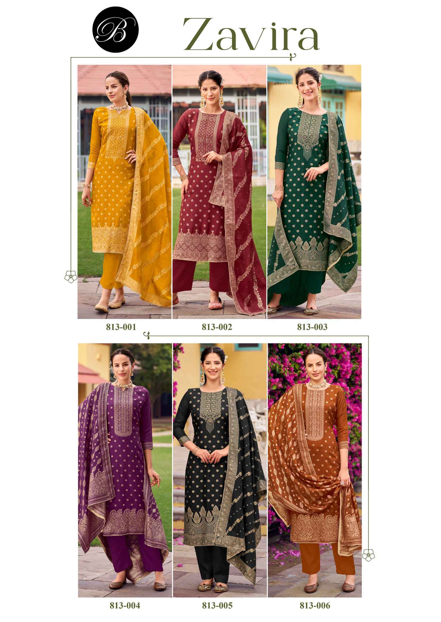 Belliza Zavira Viscose Dola Silk Dress Material 6 pcs Catalogue