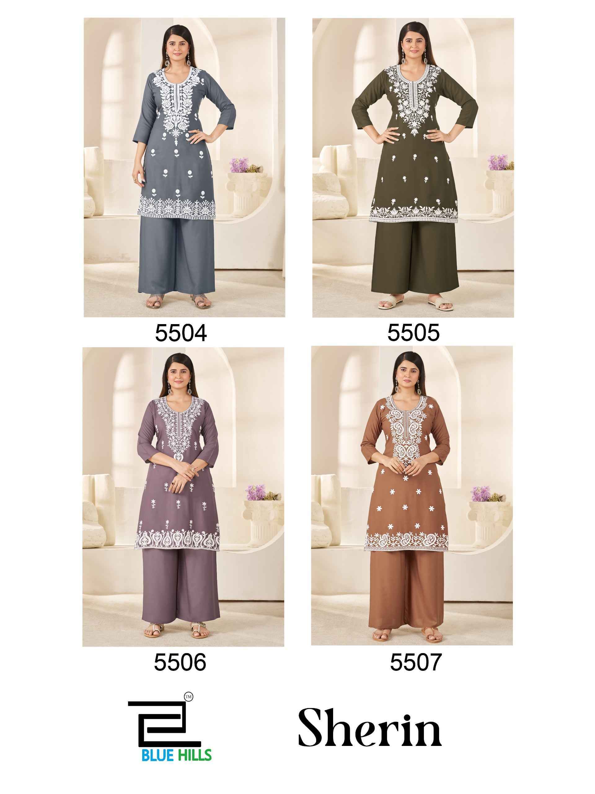 Blue Hills Sherin Rayon Kurti With Plazzo 4 pcs Catalogue