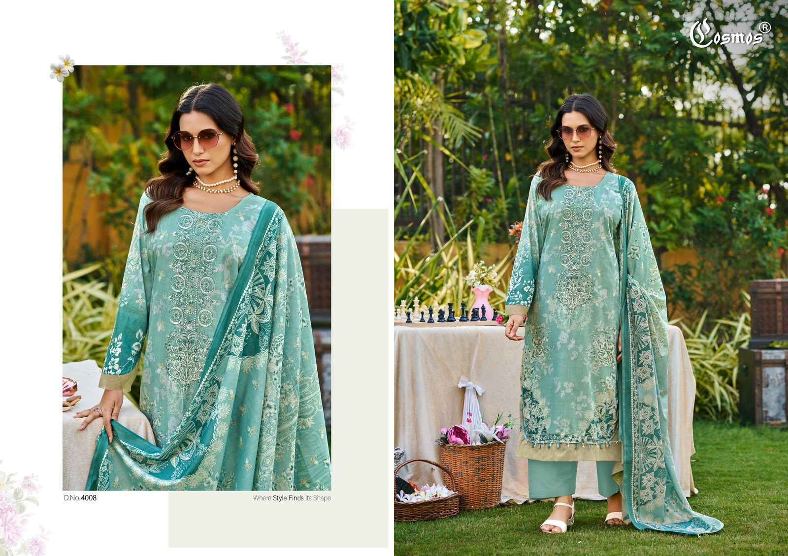 Cosmos Bliss Lawn Vol 4 Lawn Cotton Dress Material 8 pcs Catalogue