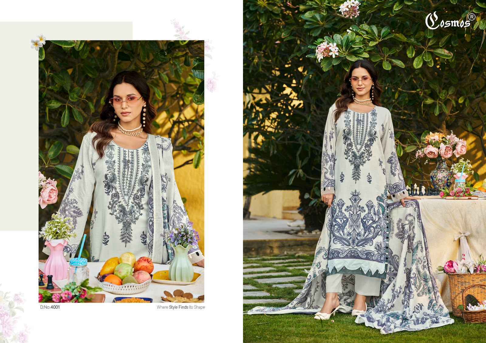 Cosmos Bliss Lawn Vol 4 Lawn Cotton Dress Material 8 pcs Catalogue