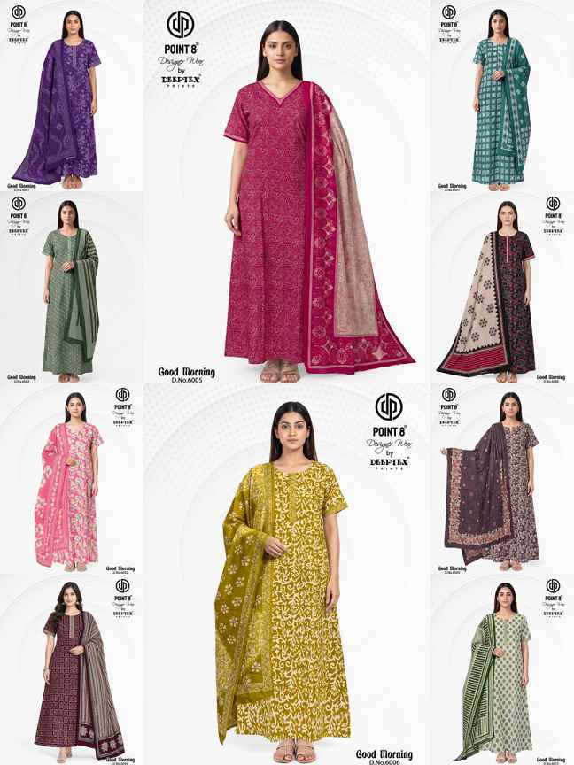Deeptex Good Morning Vol 6 Cotton Nighty With Dupatta 10 pcs Catalogue