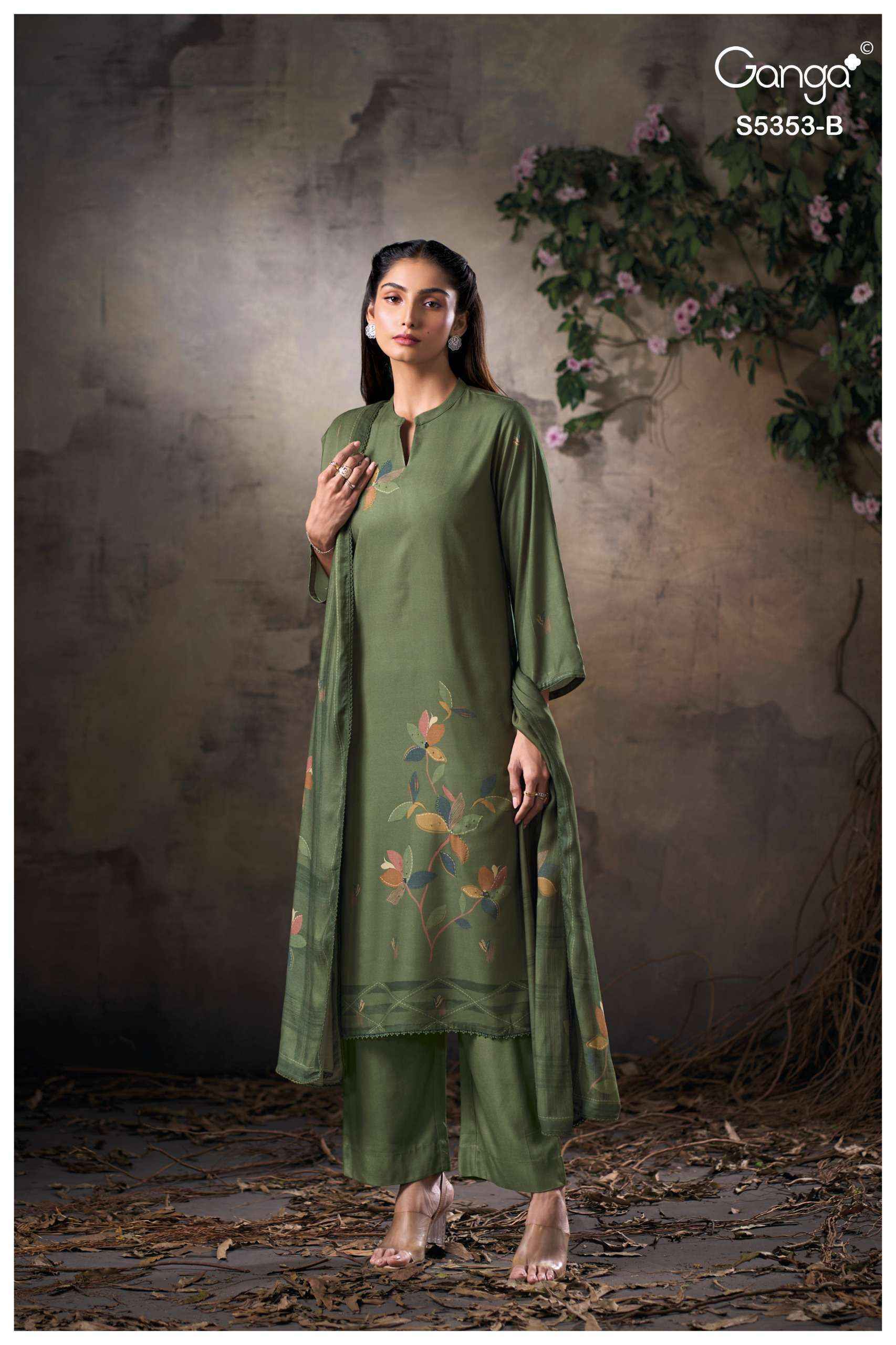 Ganga Kesah 5353 Pashmina Dress Material 4 pcs Catalogue