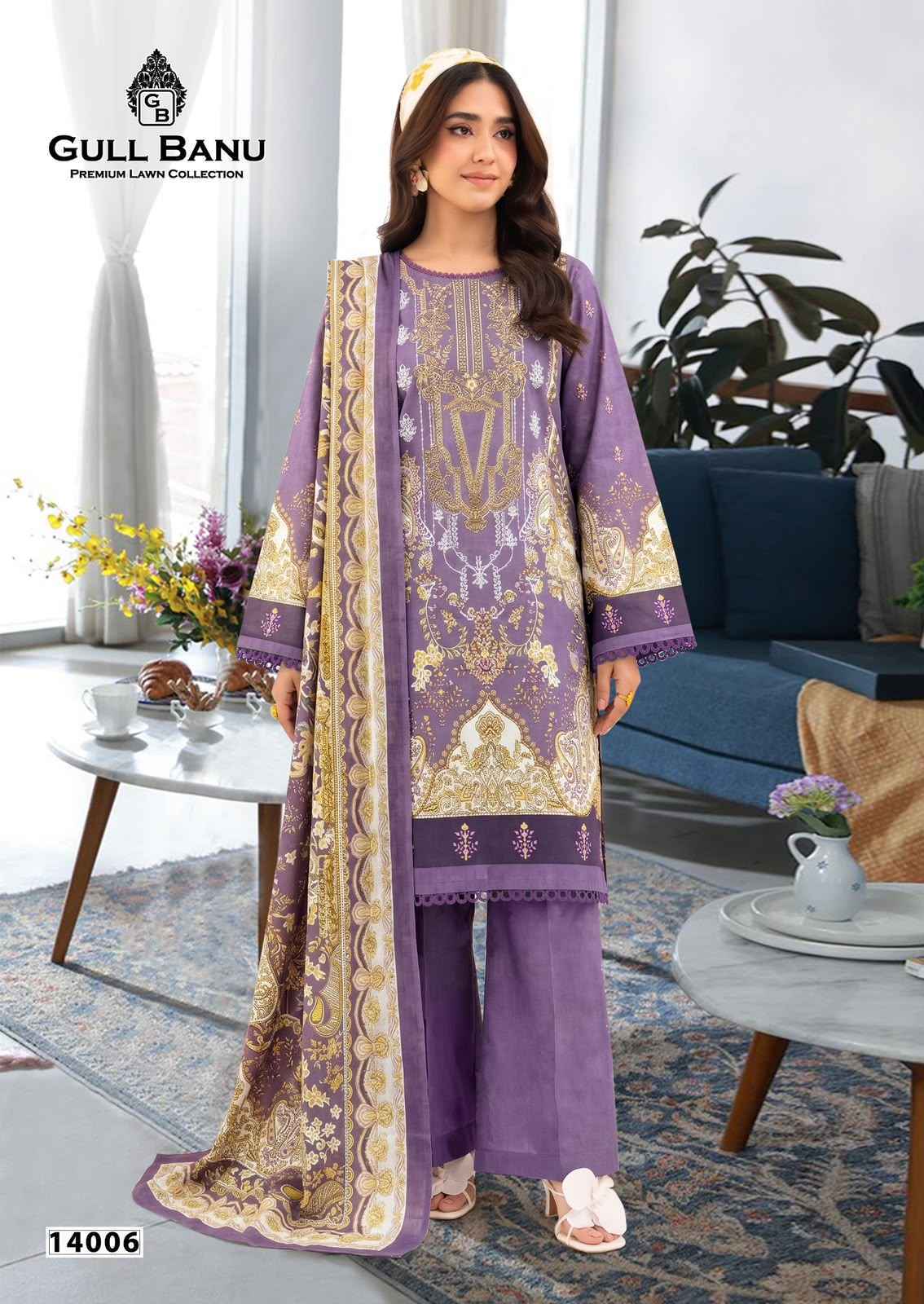Gull Aahmed Gull Banu Vol 14 Cambric Cotton Dress Material 6 pcs Catalogue
