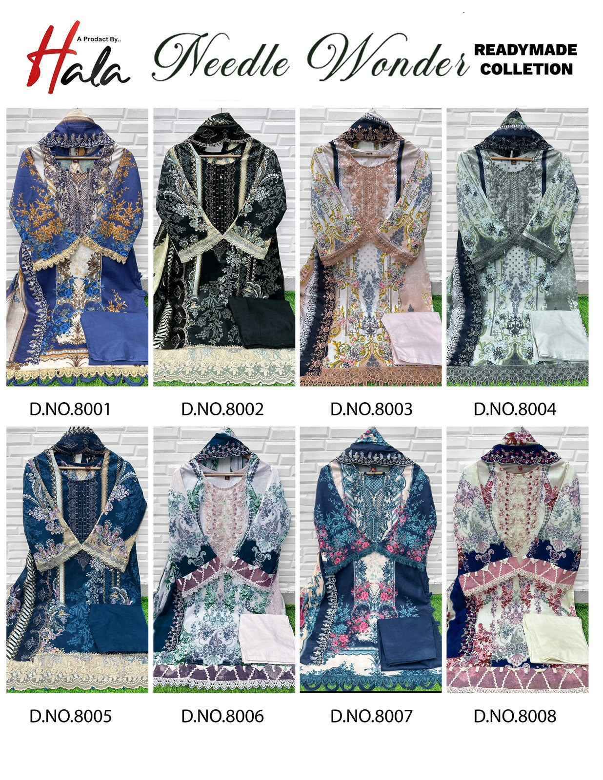 Hala Needle Wonder Readymade Collection Cotton Dress 8 pcs Catalogue