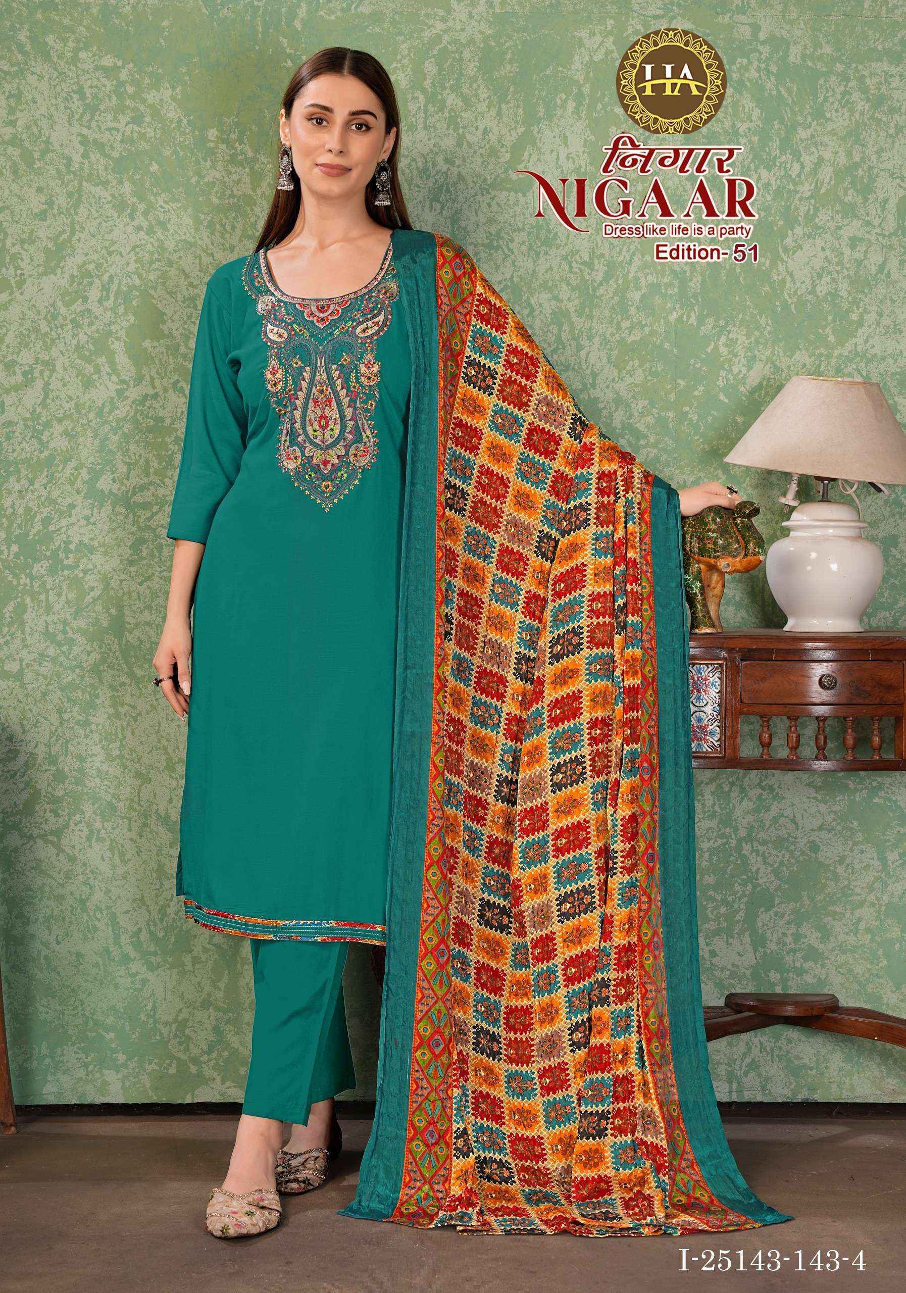 Harshit Fashion Nigaar Edition 51 Rayon Dress Material 8 pcs Catalogue