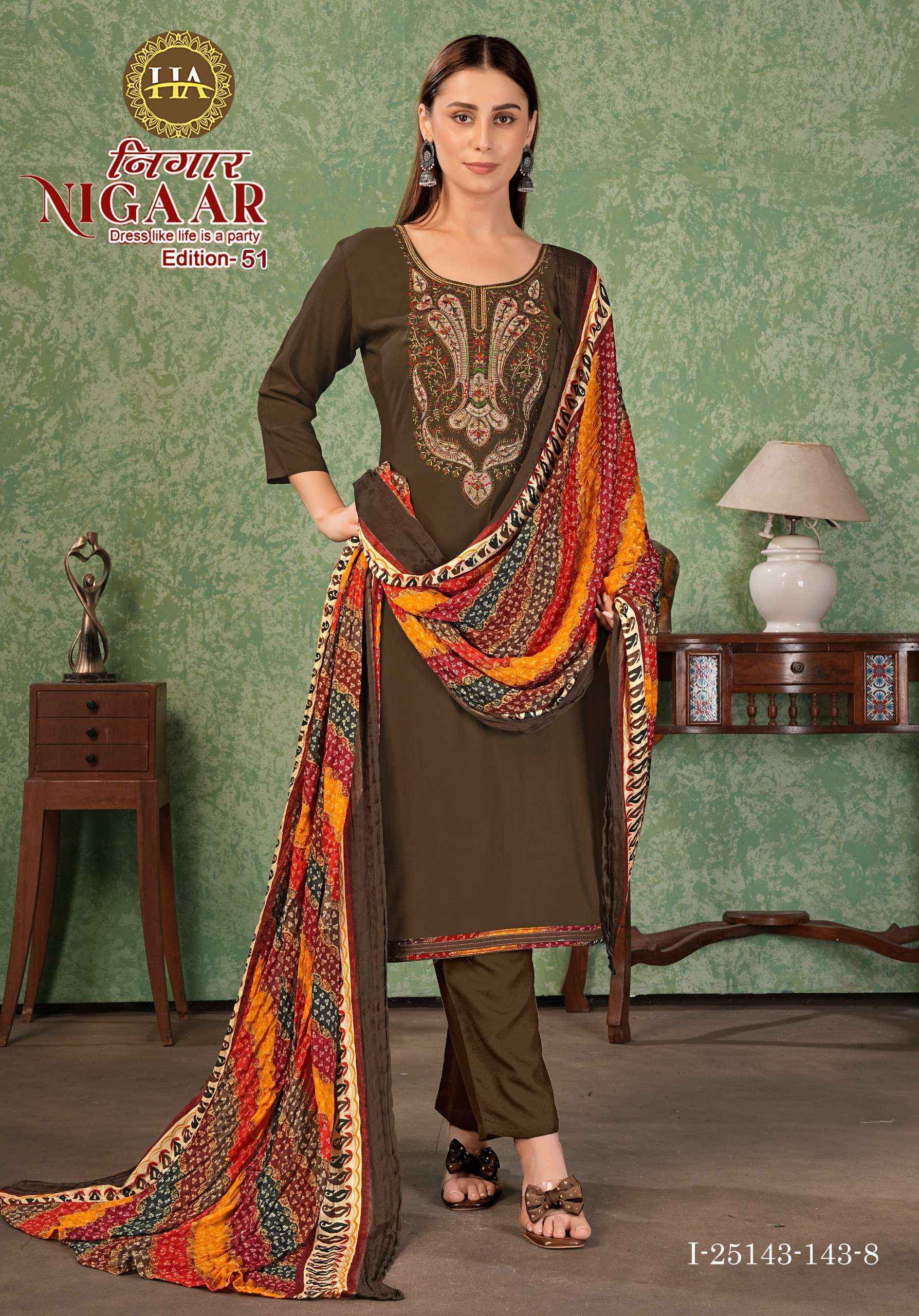 Harshit Fashion Nigaar Edition 51 Rayon Dress Material 8 pcs Catalogue