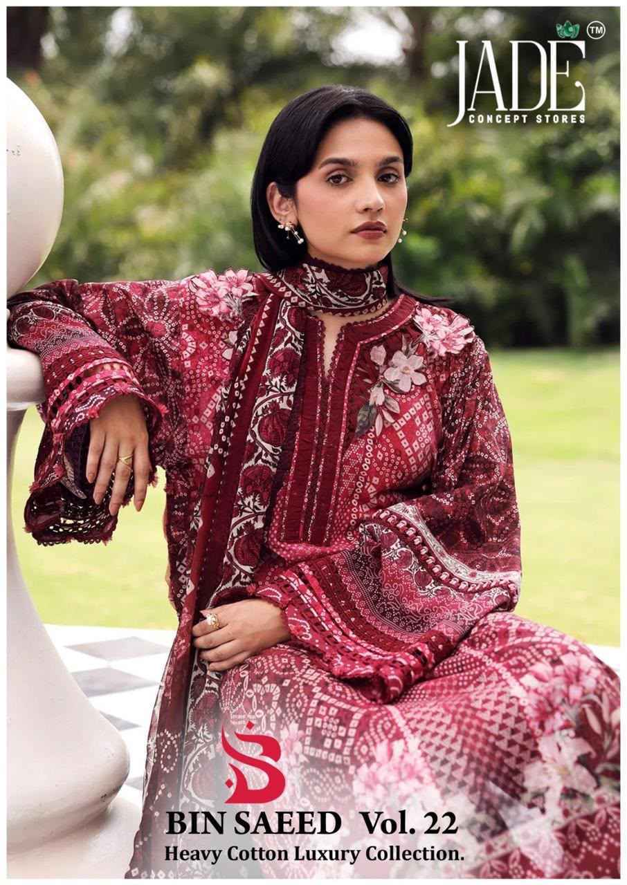 Jade Bin Saeed Heavy Luxury Vol 22 Readymade Cotton Dress 6 pcs Catalogue