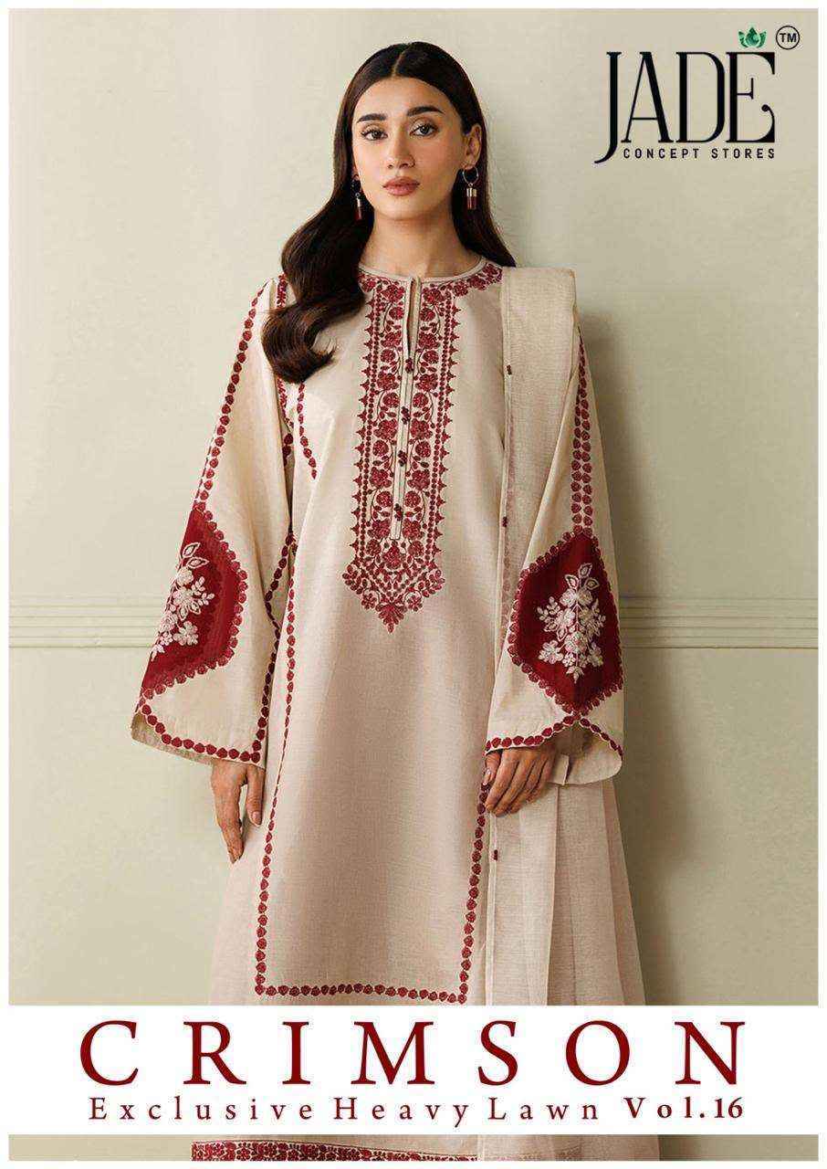 Jade Crimson Vol 16 Readymade Lawn Cotton Dress 6 pc Cataloge