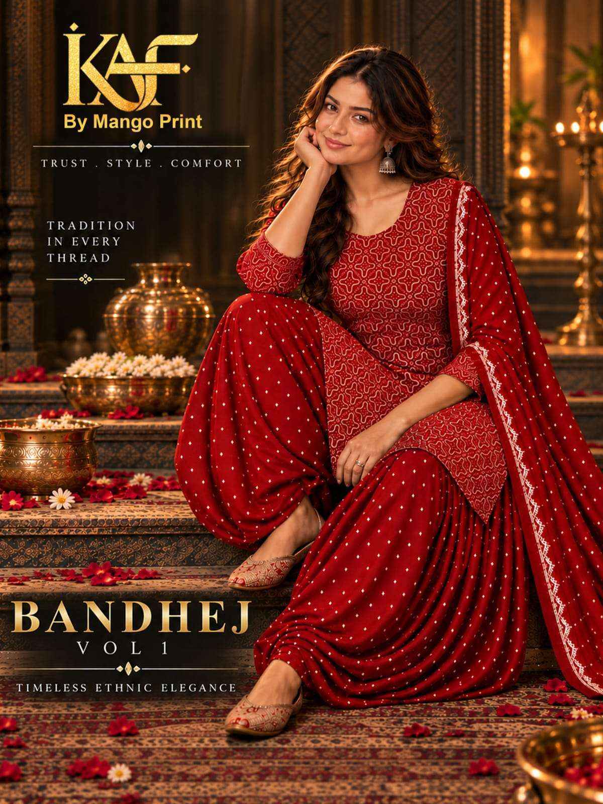 KAF Fabric Bandhej Vol 1 Cotton Dress Material 10 Pcs Catalouge