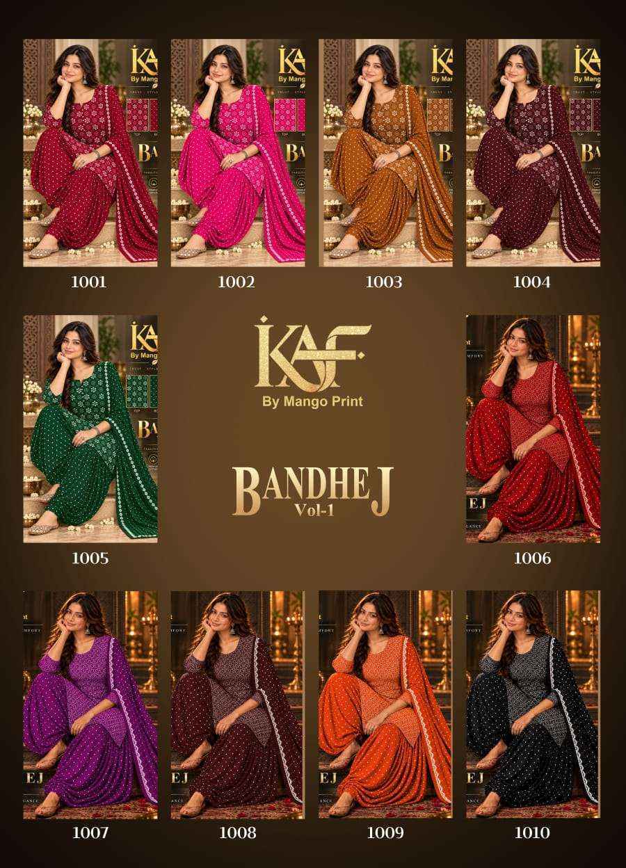 KAF Fabric Bandhej Vol 1 Cotton Dress Material 10 Pcs Catalouge