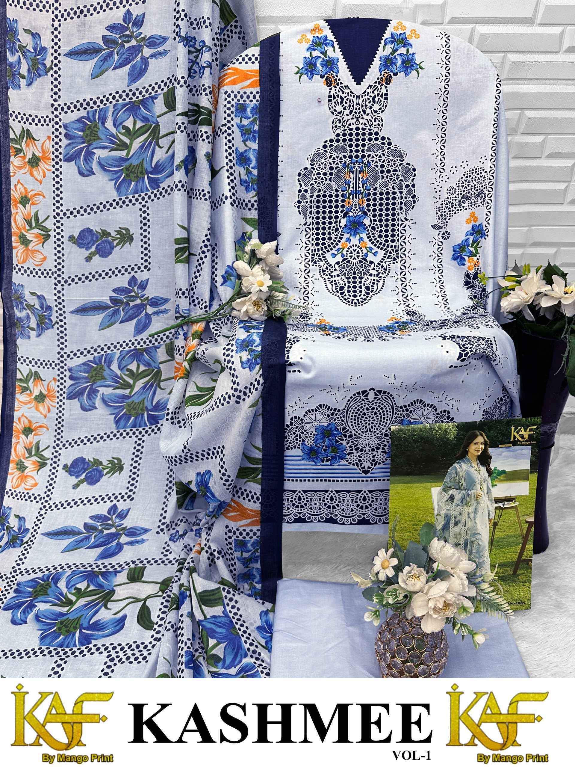 KAF Fabric Kashmee Vol 1 Cotton Dress Material 6 Pcs Catalouge