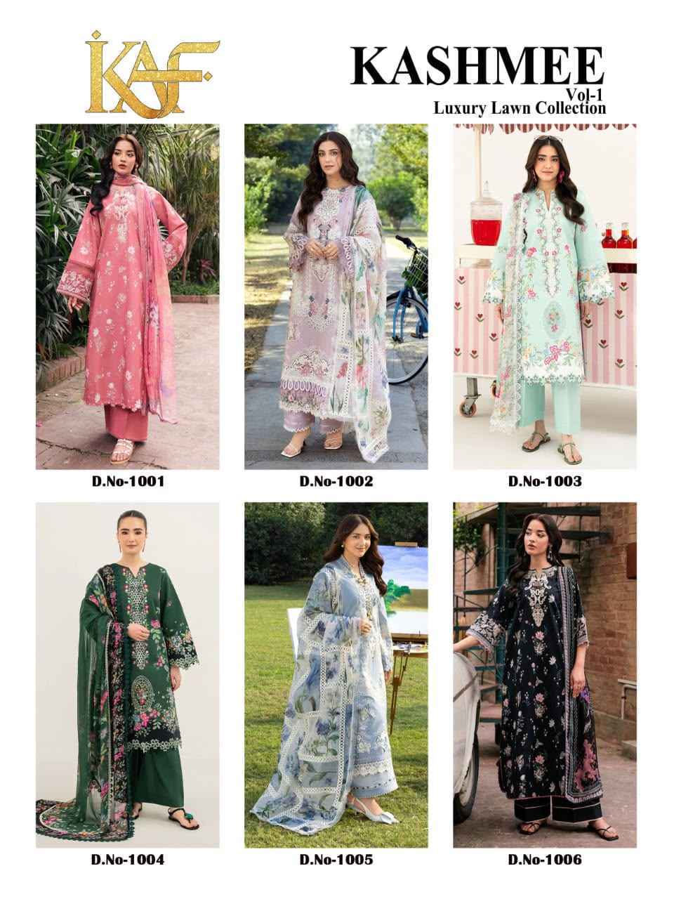 KAF Fabric Kashmee Vol 1 Cotton Dress Material 6 Pcs Catalouge