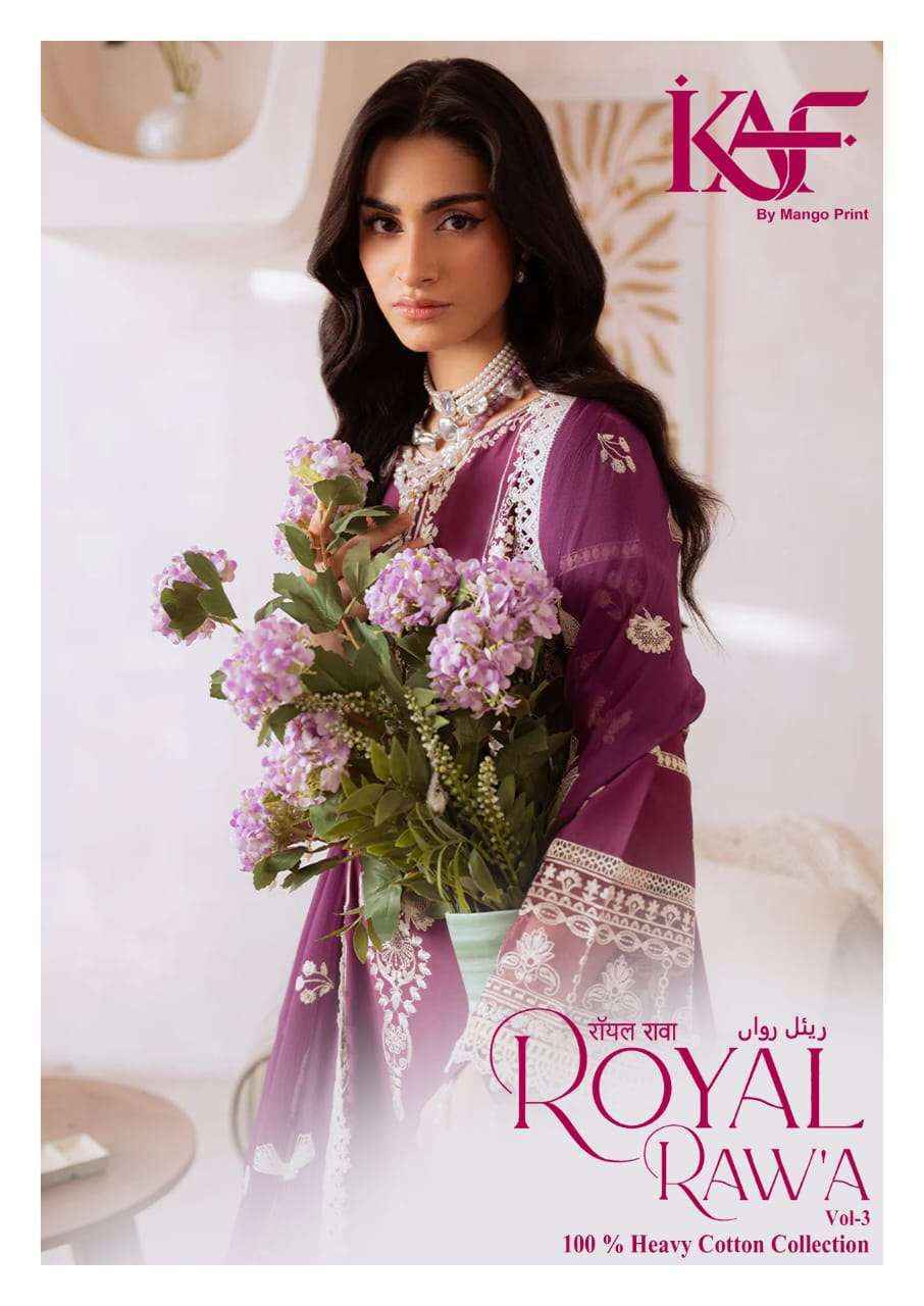 KAF Fabric Royal Rawa Vol 3 Cotton Dress Material 6 Pcs Catalouge