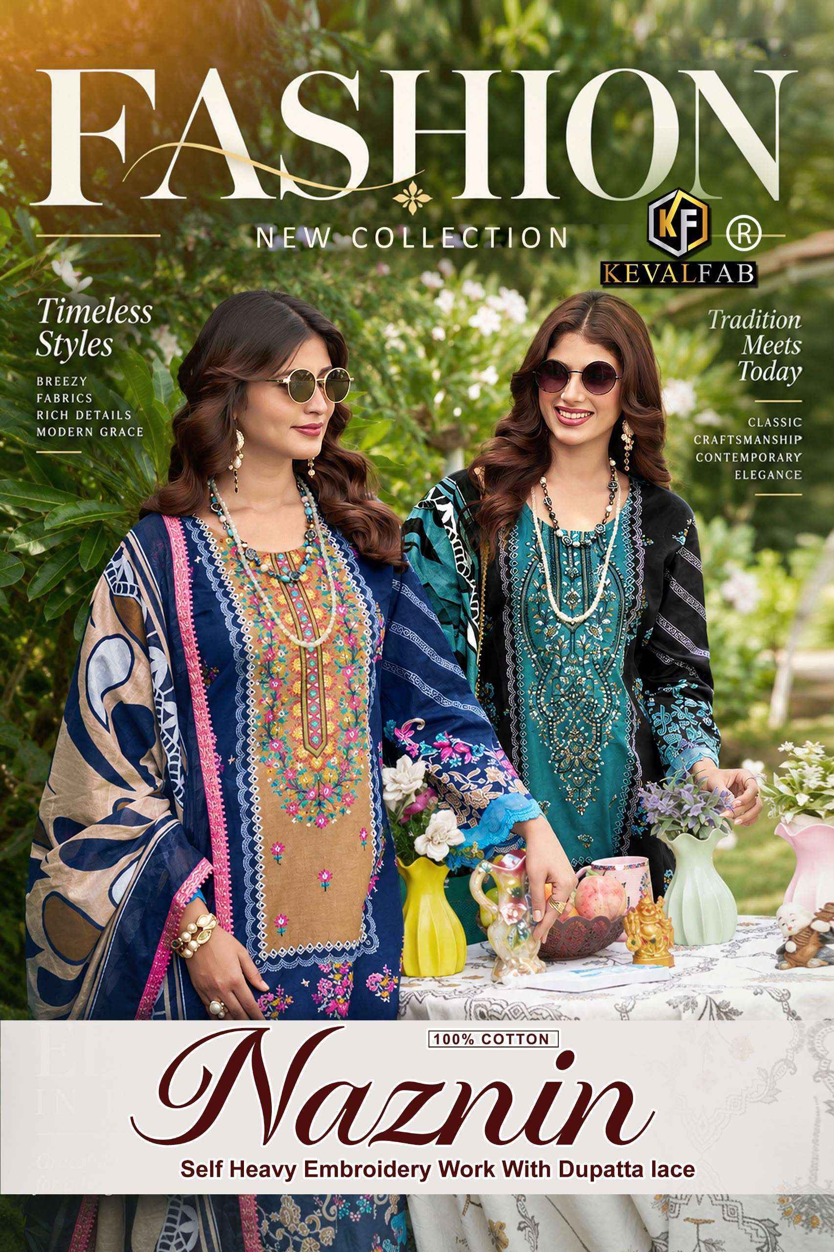 Keval Fab Naznin Cotton Dress Material 6 pcs Catalogue