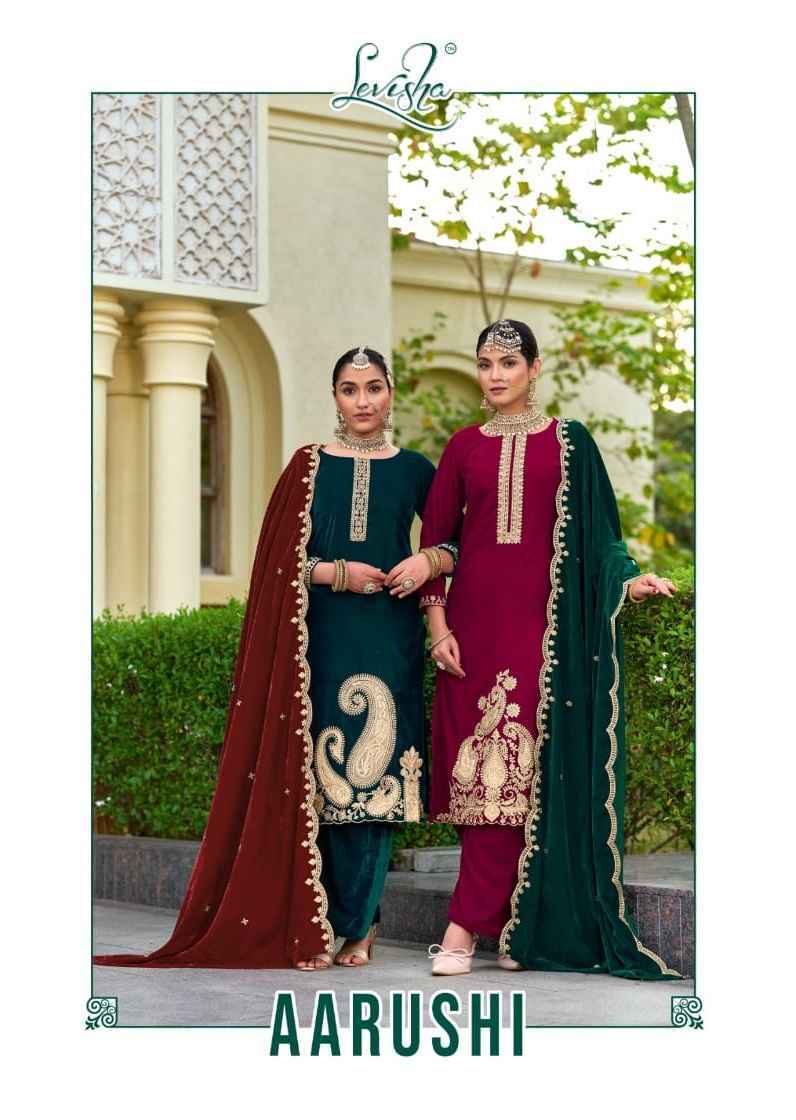 Levisha Aarushi Velvet Dress Material 6 pcs Catalogue