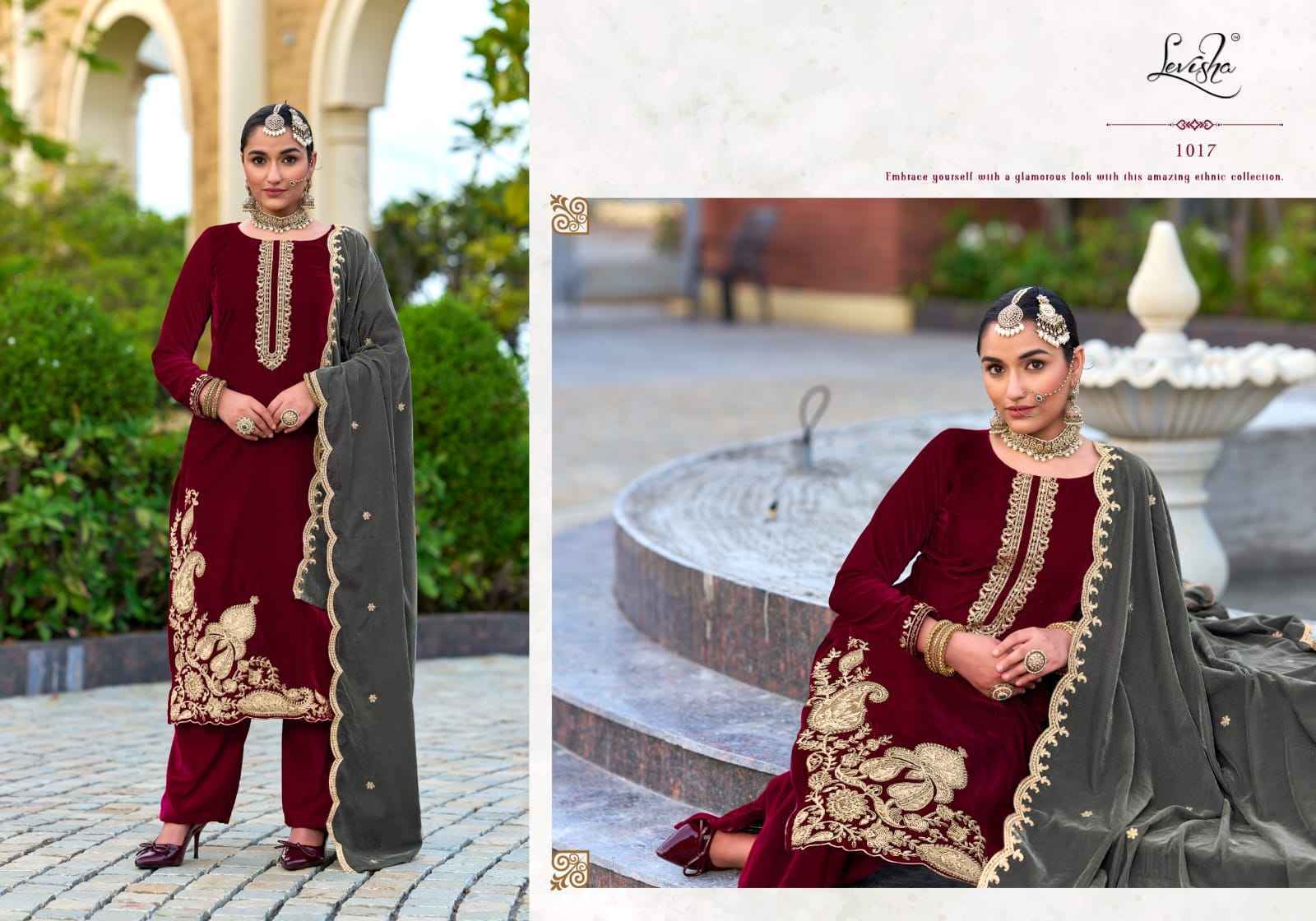 Levisha Aarushi Velvet Dress Material 6 pcs Catalogue