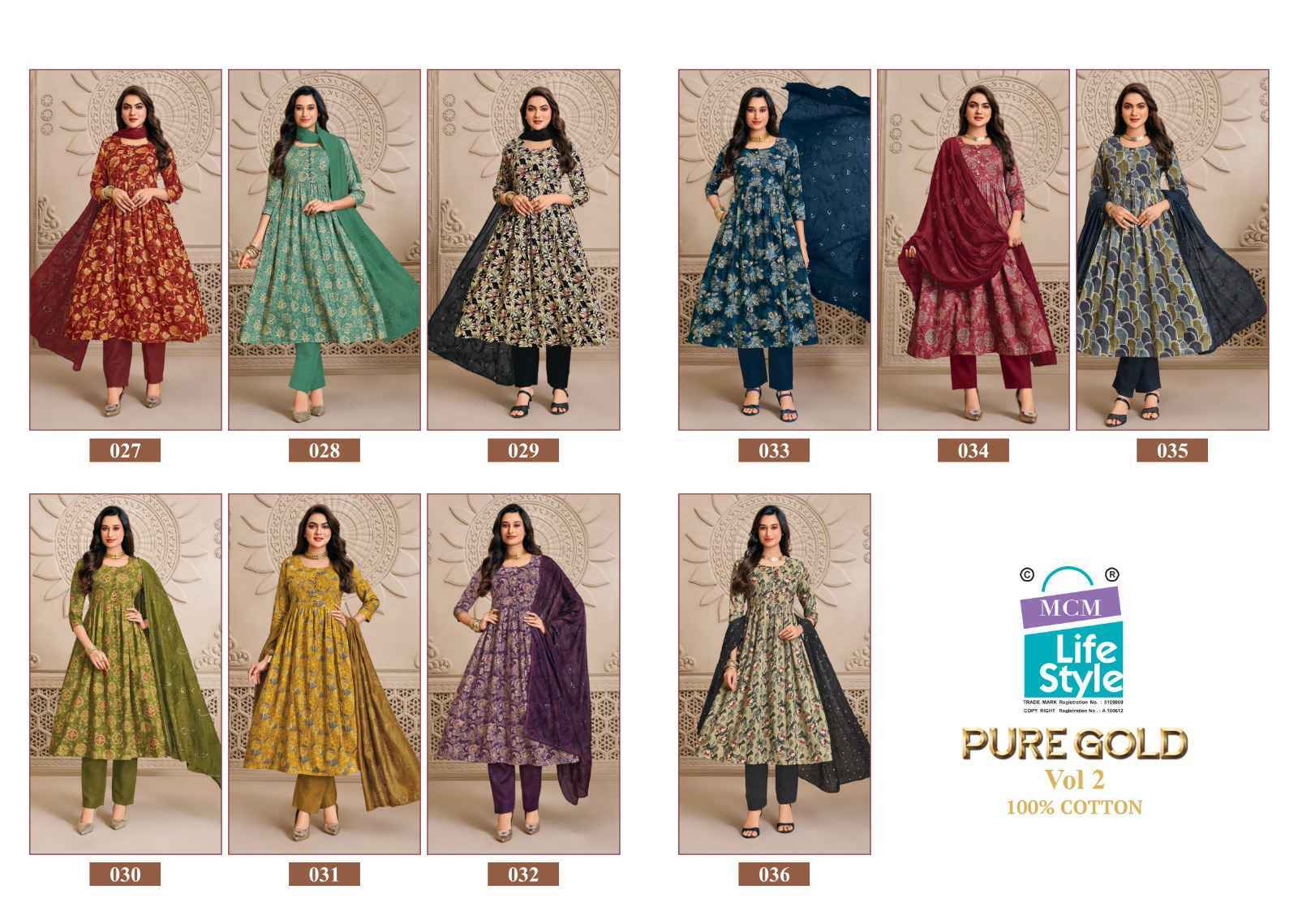 MCM Lifestyle Pure Gold Vol 2 Readymade Cotton Dress 10 Pc Catalouge
